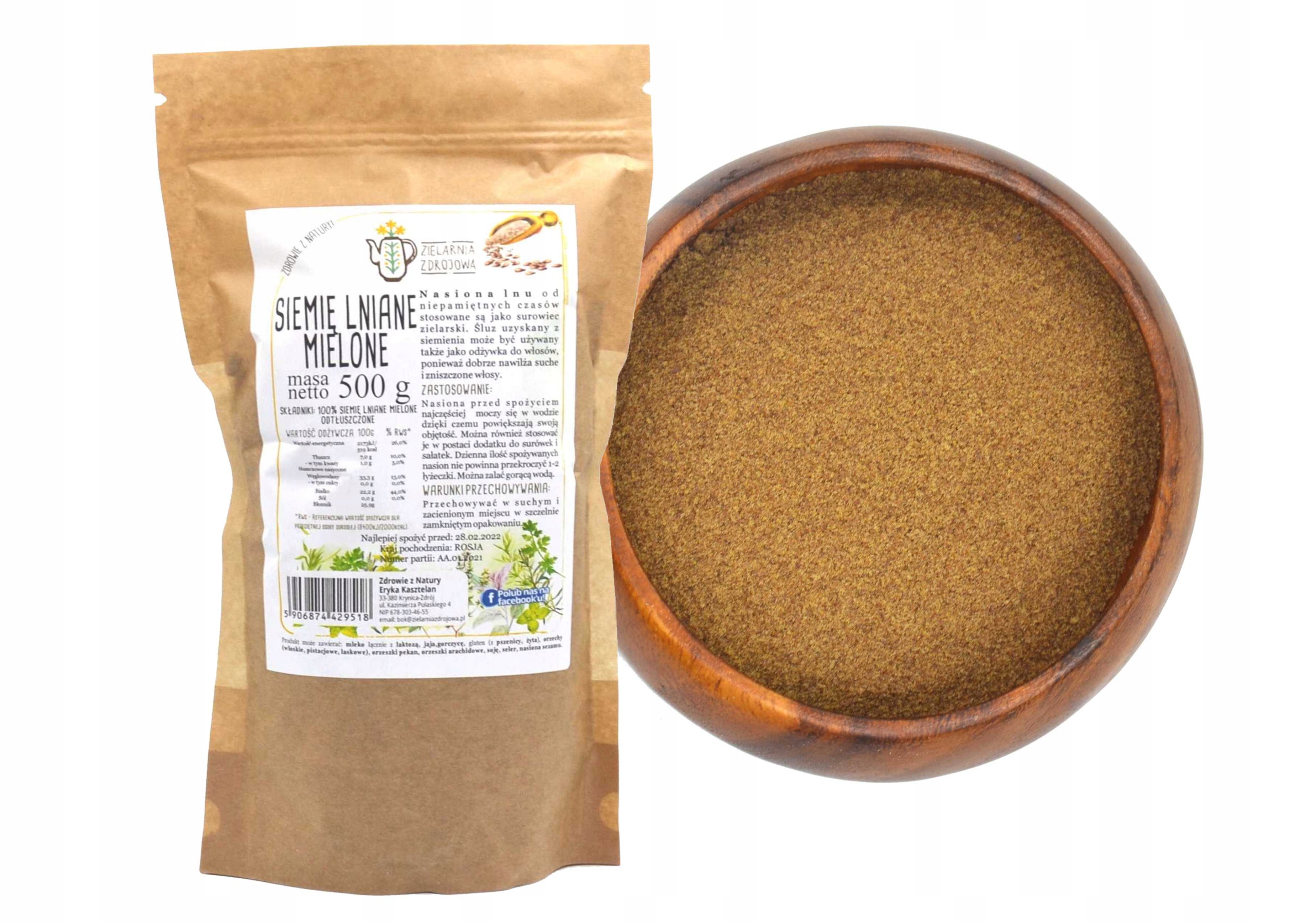 

Siemię Lniane Mielone Naturalny Świeży Len 500g