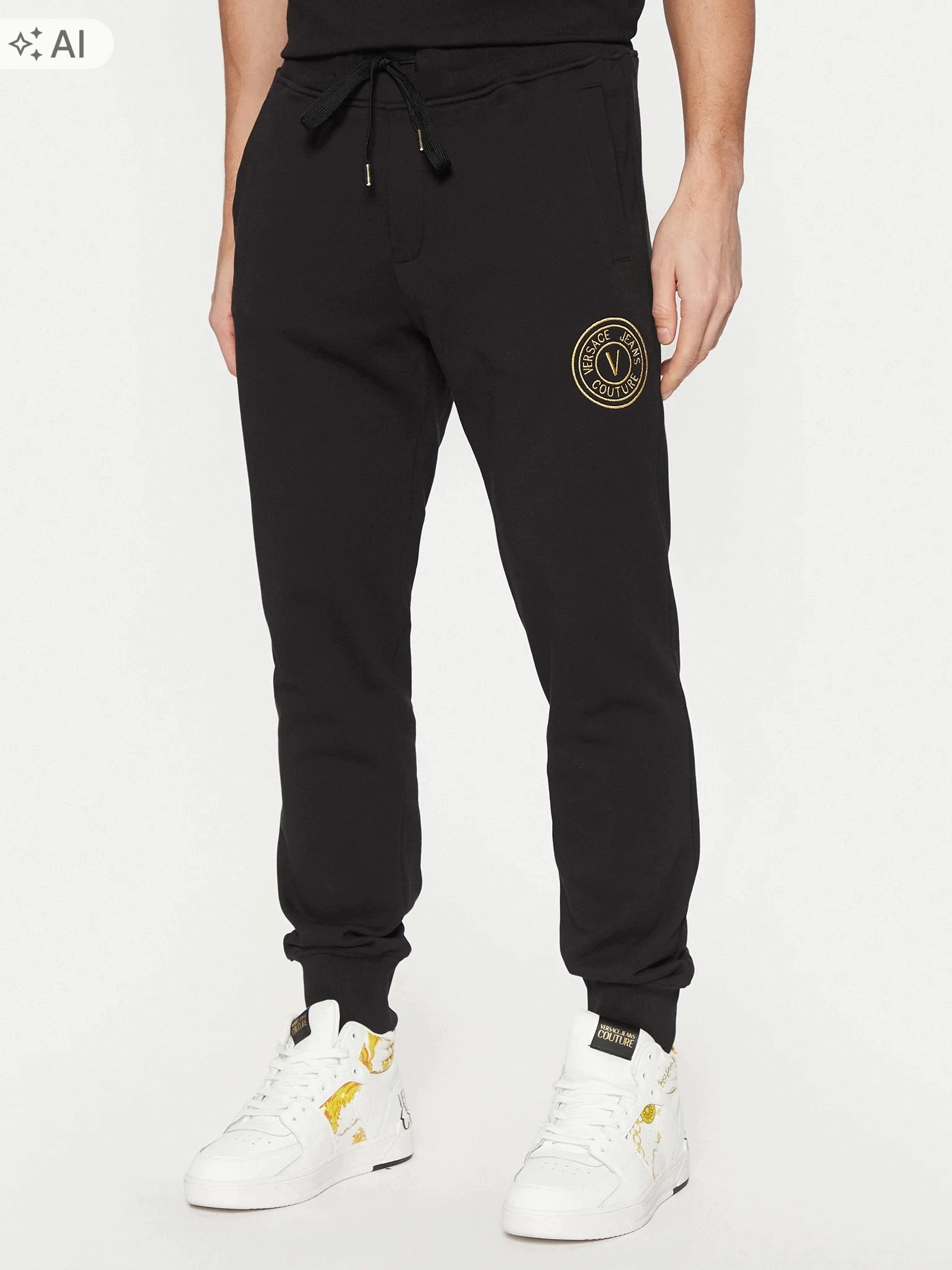 Versace Jeans Couture Černé Tepláky S Logem A Lampasem M 2DA