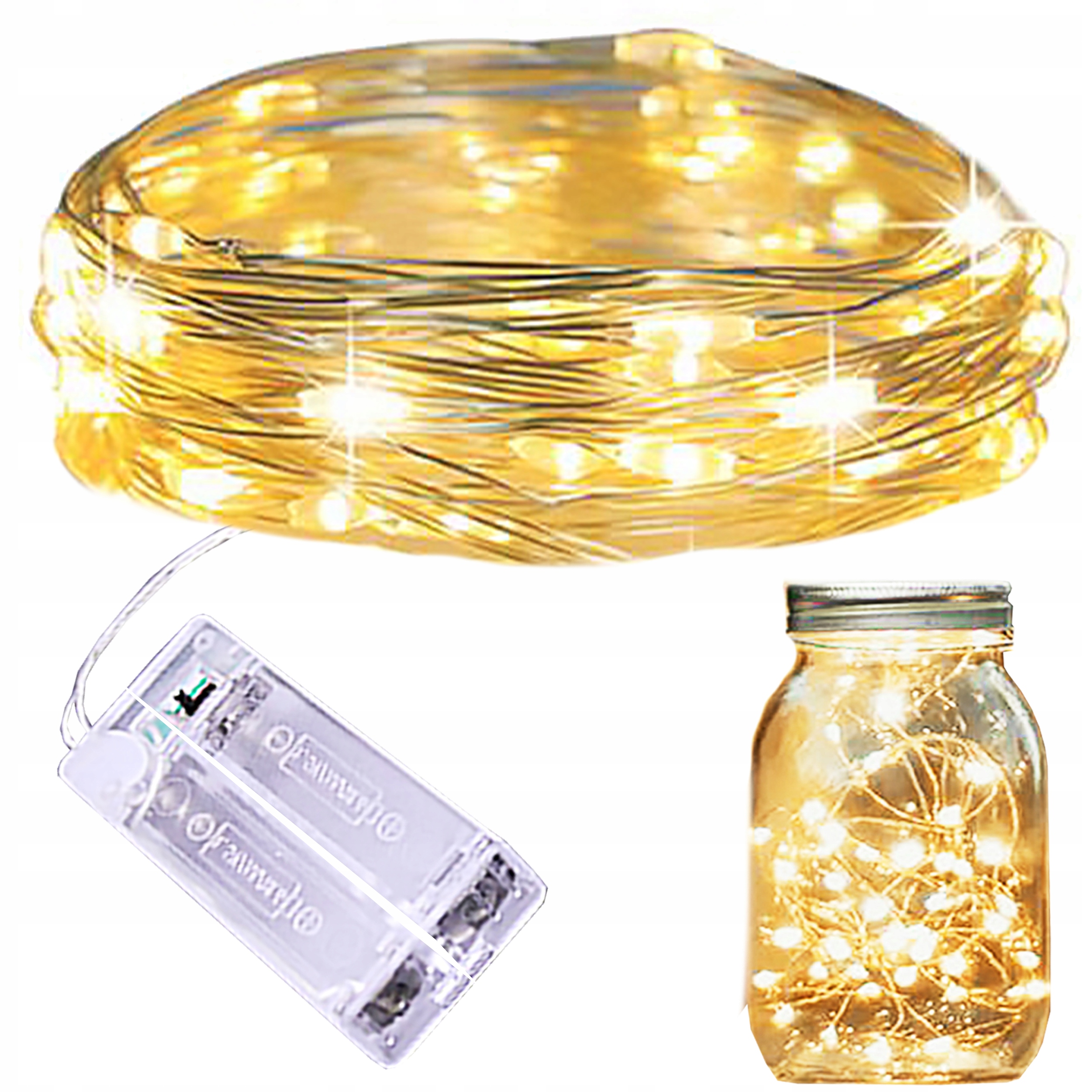 

Lampki Druciki 20 Led Na Baterie Ciepłe Światło 2M