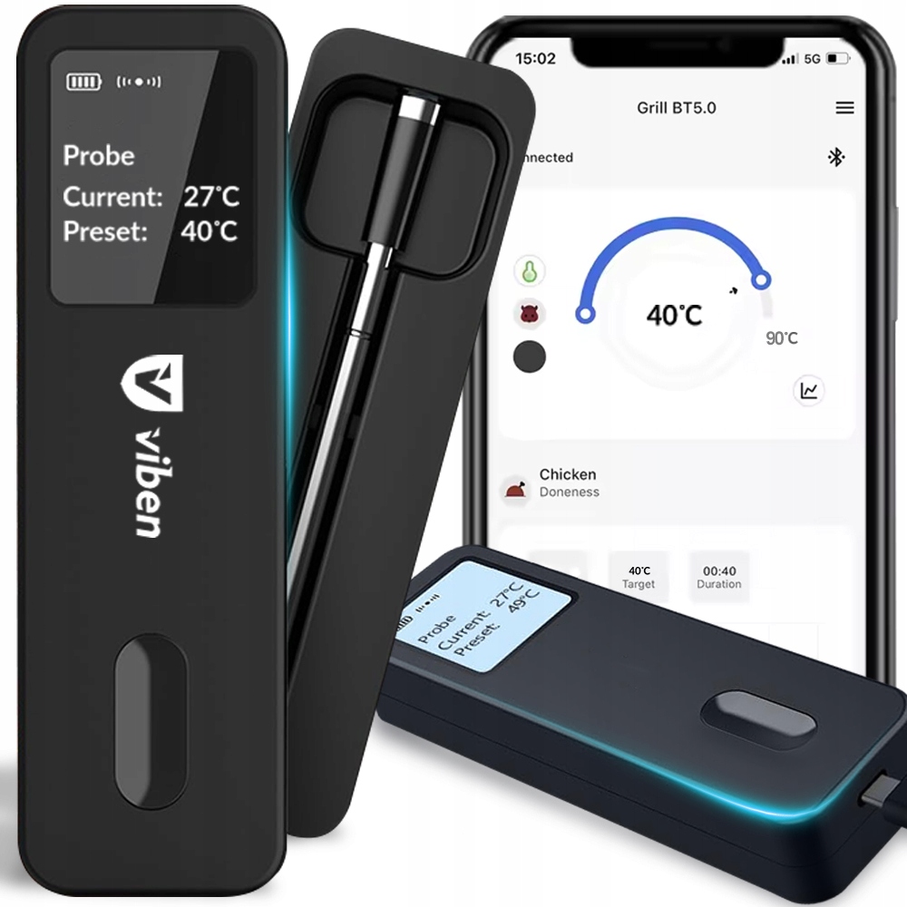 Bezdrôtový Teplomer Na Mäso Grilu Na Pečenie Bluetooth Smart Sonda