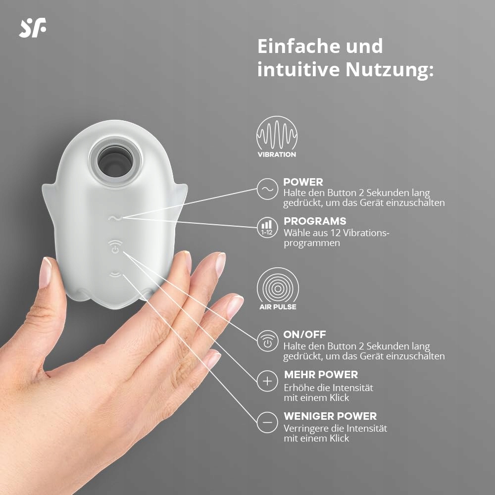 SATISFYER Glowing Ghost Wibrator Powietrzny 2w1 Wodoodporny Silikonowy — miniatura 3