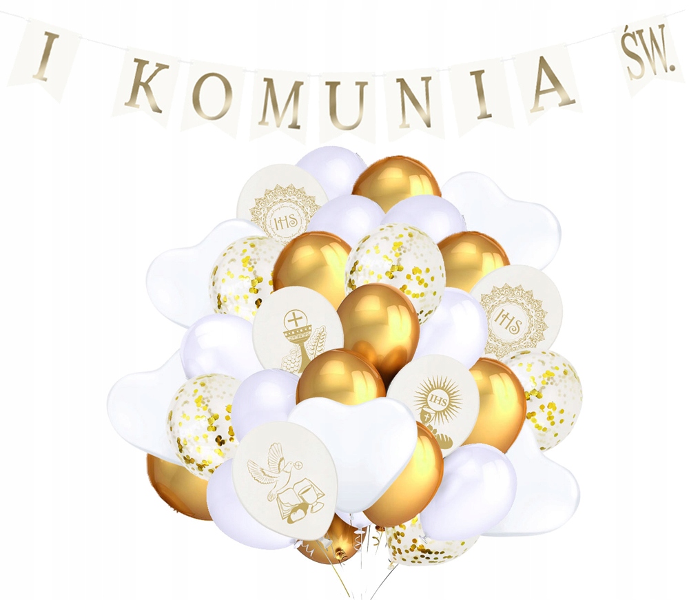 

Zestaw Komunia Komunijny Balony Konfetti Baner