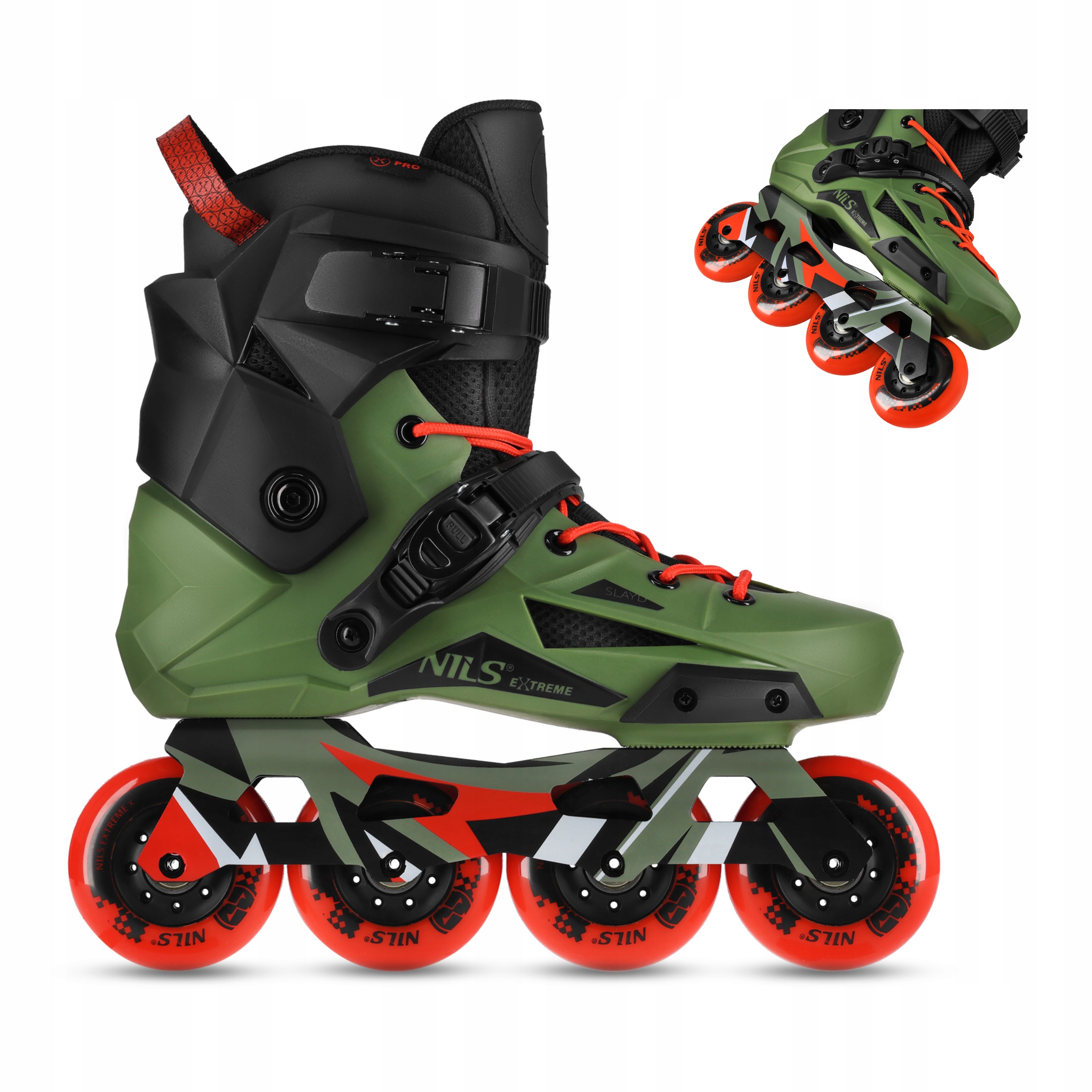Kolečkové Brusle profesionální slalomové zelené, tvrdá skořepina Pp 46 Nils Extreme