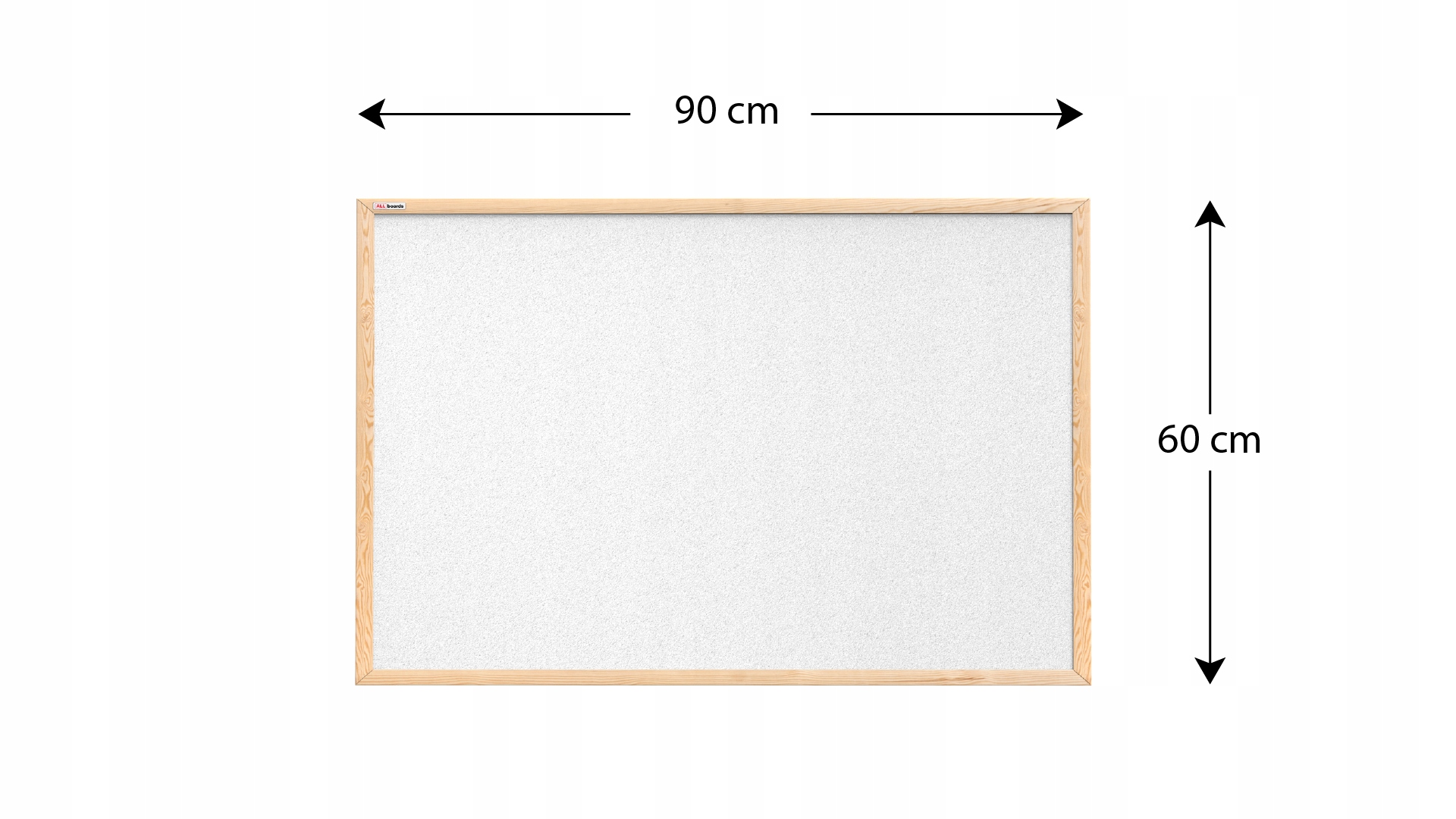 Tablica korkowa biały kolor korka 90x60 + pinezki Szerokość produktu 90 cm