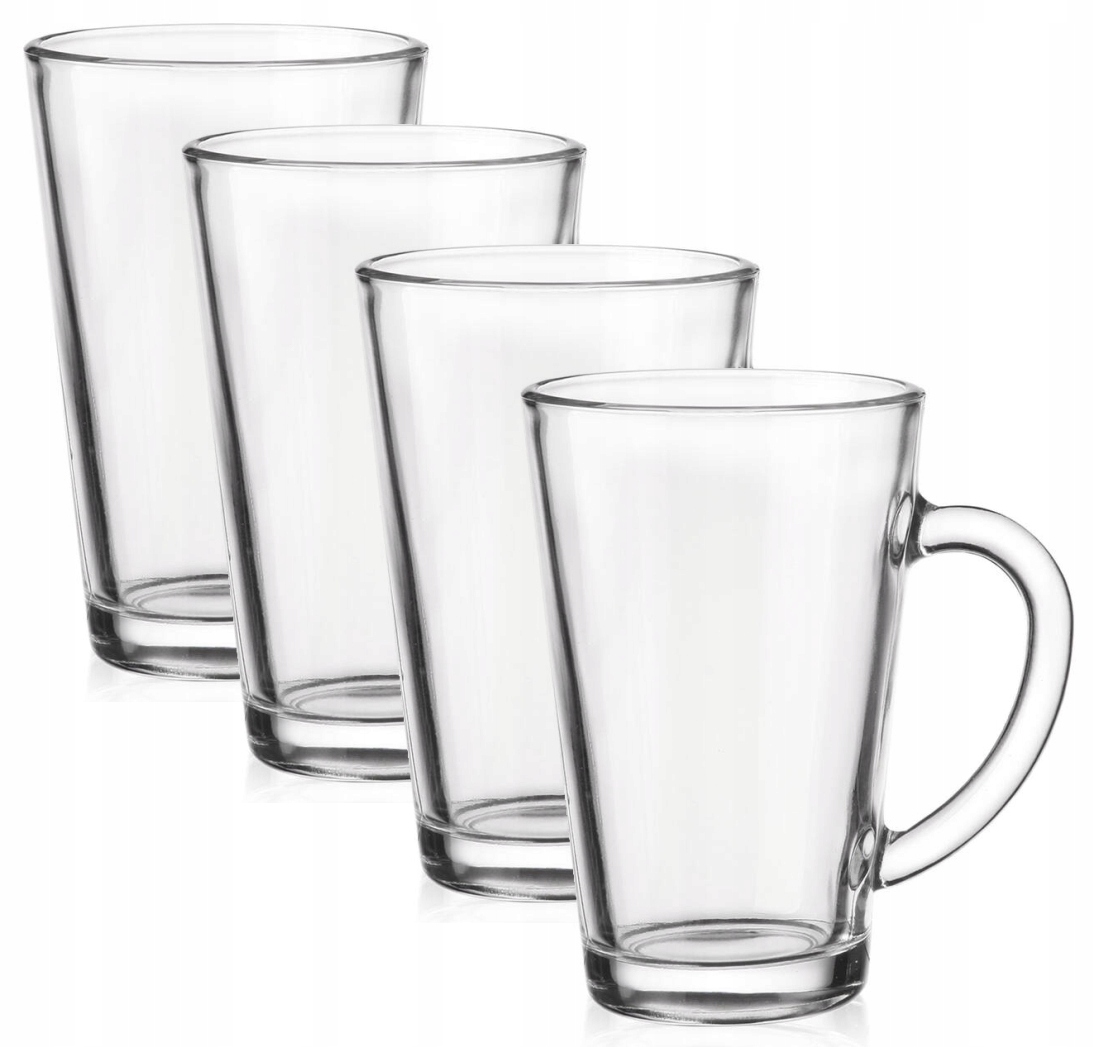 

Zestaw 4 Szklanek 300ML Kubek Szklany Caffe Latte