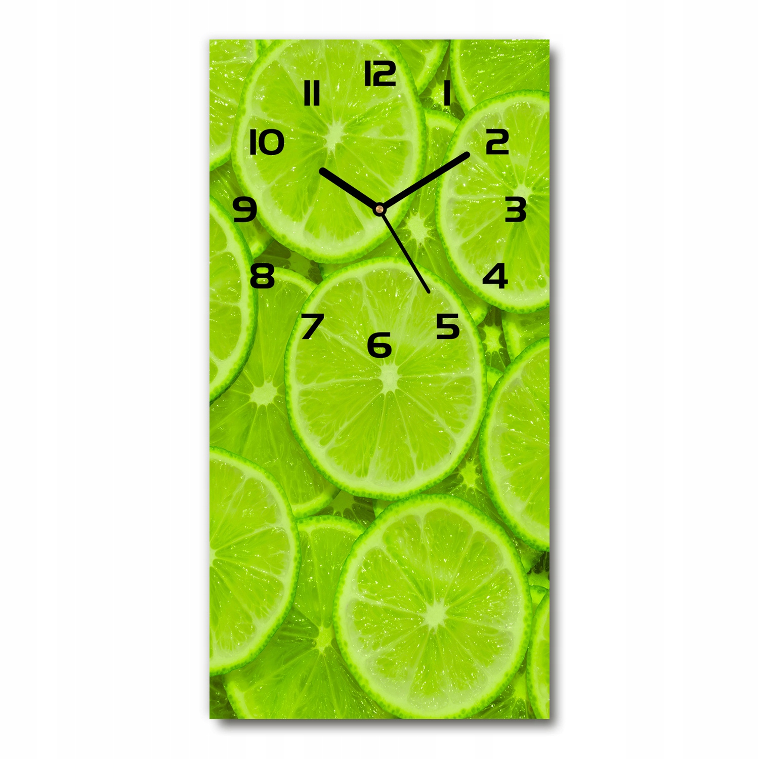 

Nowoczesny pionowy szklany zegar Limonki 30x60 cm