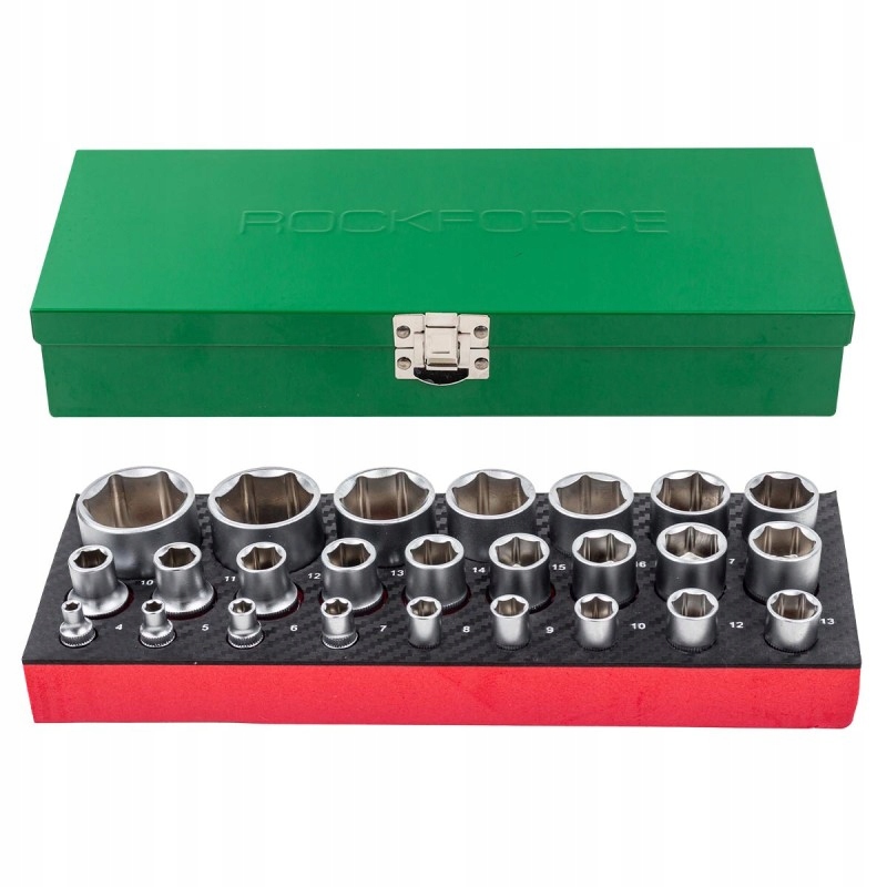 Zestaw Nasadek W Kasetce 25 Nasadki Elementów 1/4'' 1/2'' Walizka