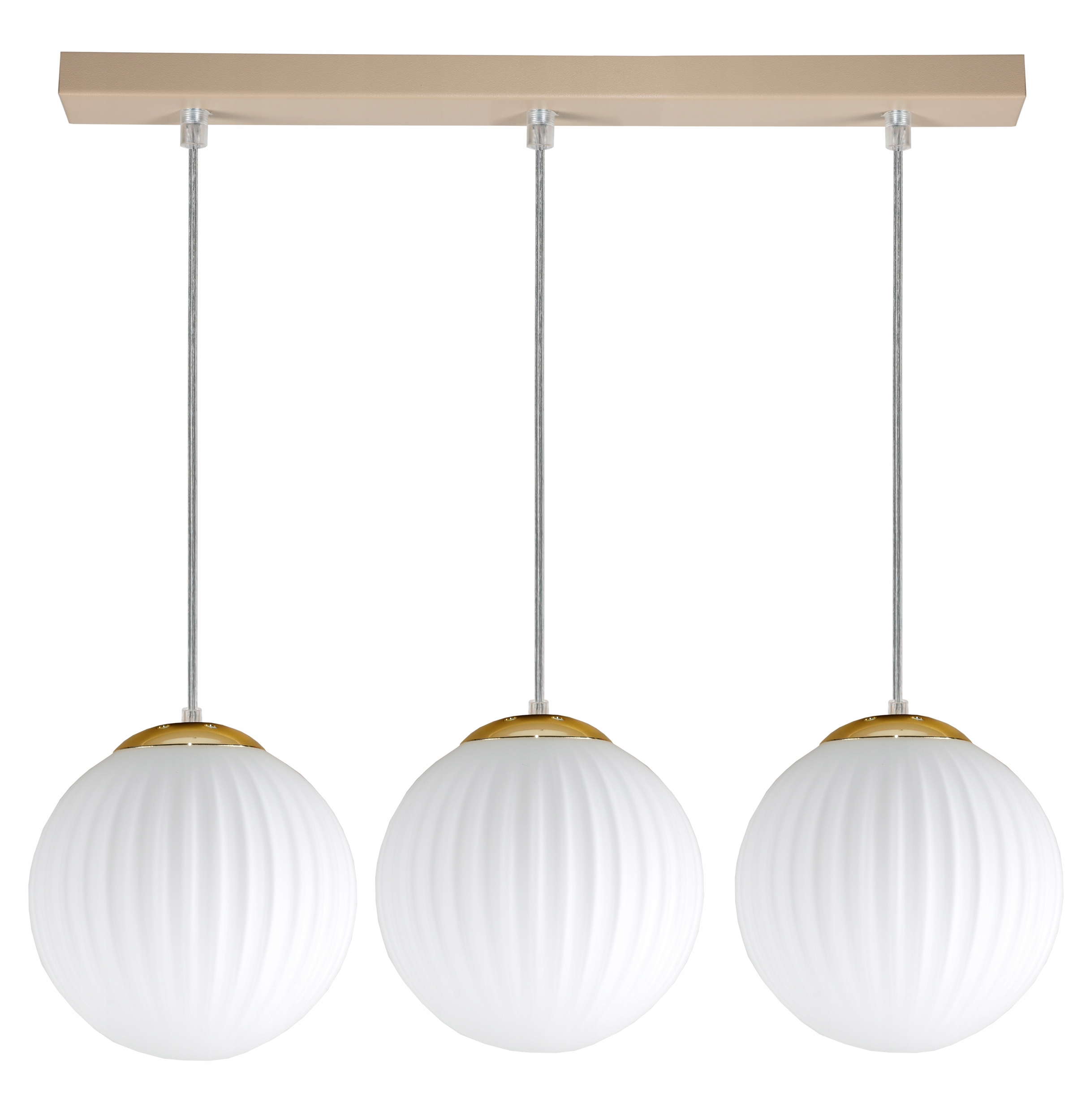LAMPA PLAFON WISZĄCA SUFITOWA ŻYRANDOL NOWOCZESNA ECRU BEŻ BIAŁE KULE LED