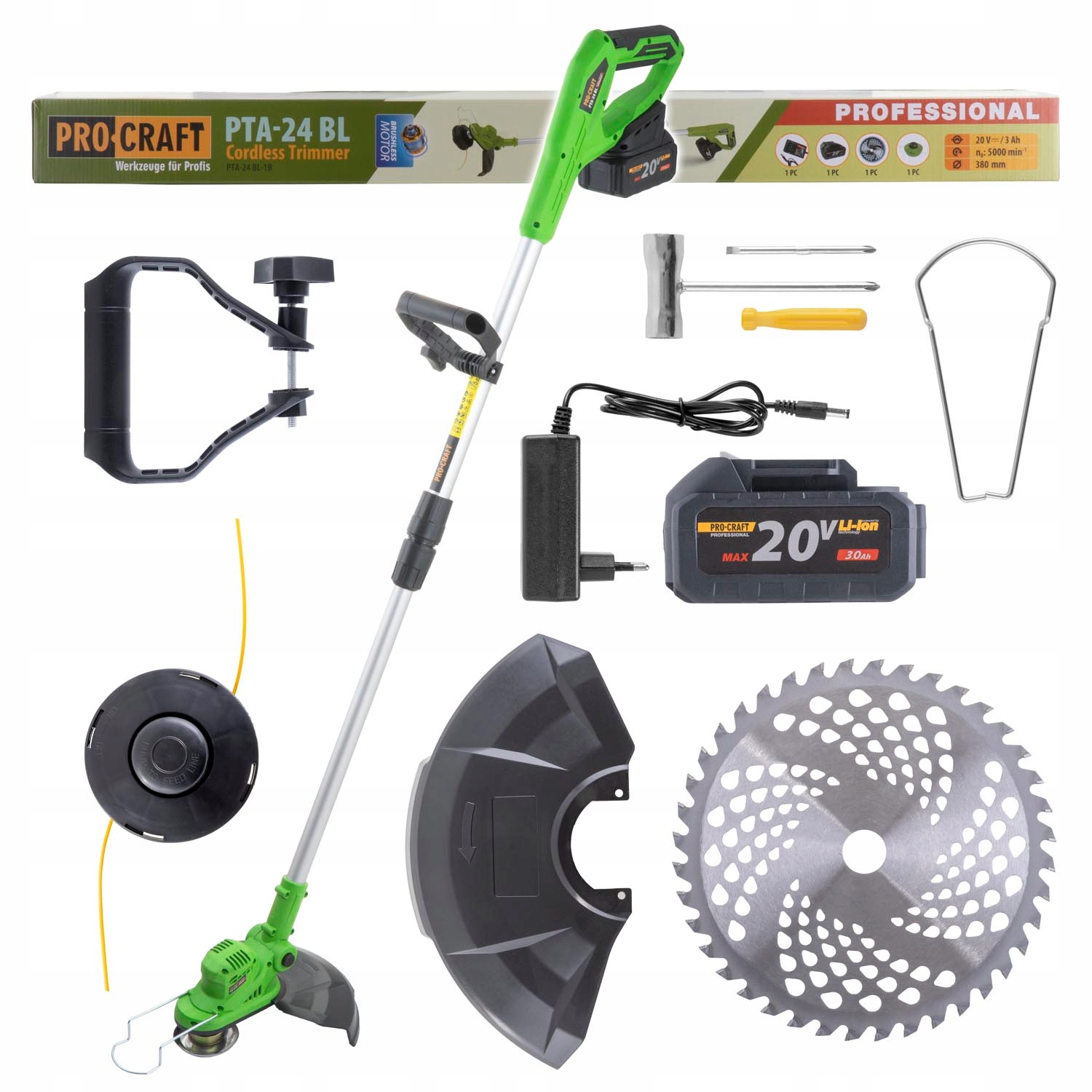 Aku vyžínač Procraft PTA24 Bl, 380 mm, 20V 3Ah