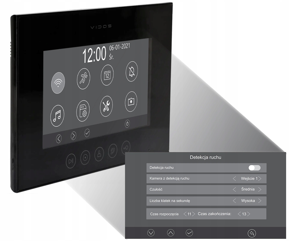 Wideodomofon PREMIUM VIDOS X M11B-X + S12D APKA Android IOS FURTKA BRAMA Informacje o bezpieczeństwie CE