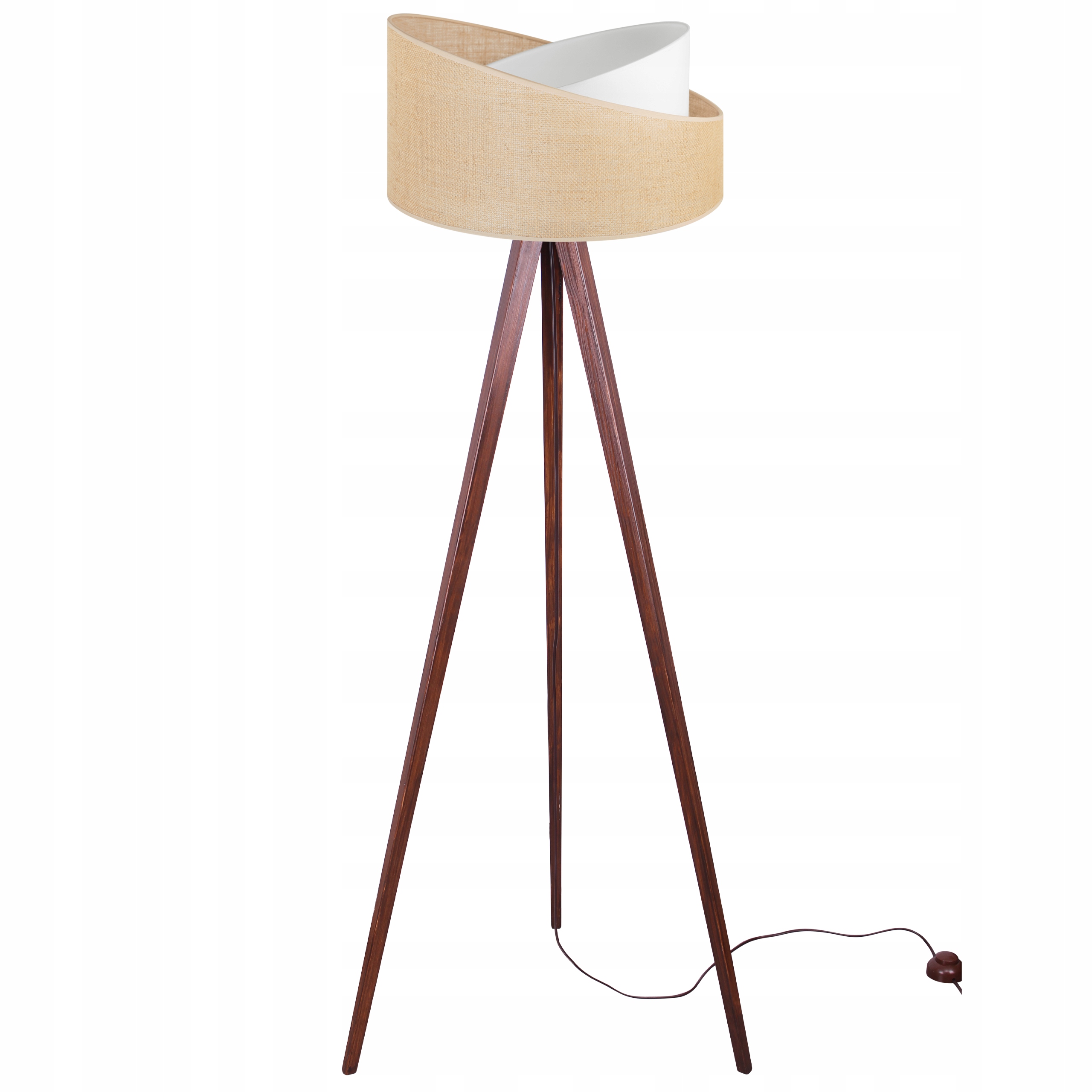 Podlahová Lampa Trojnožka Drevo Tienidlo Juta 45 CM