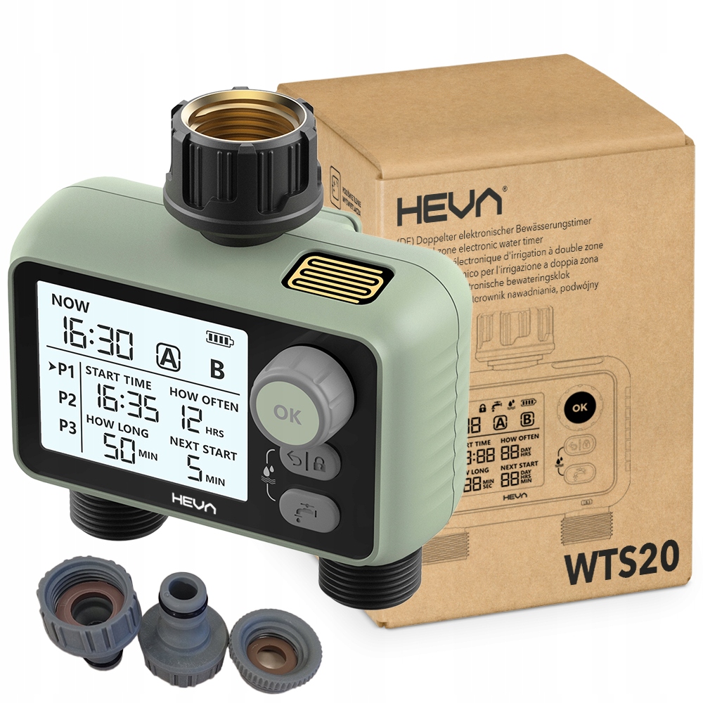 Elektroniczny sterownik nawadniania Heva programator do wody z filtrem 8bar
