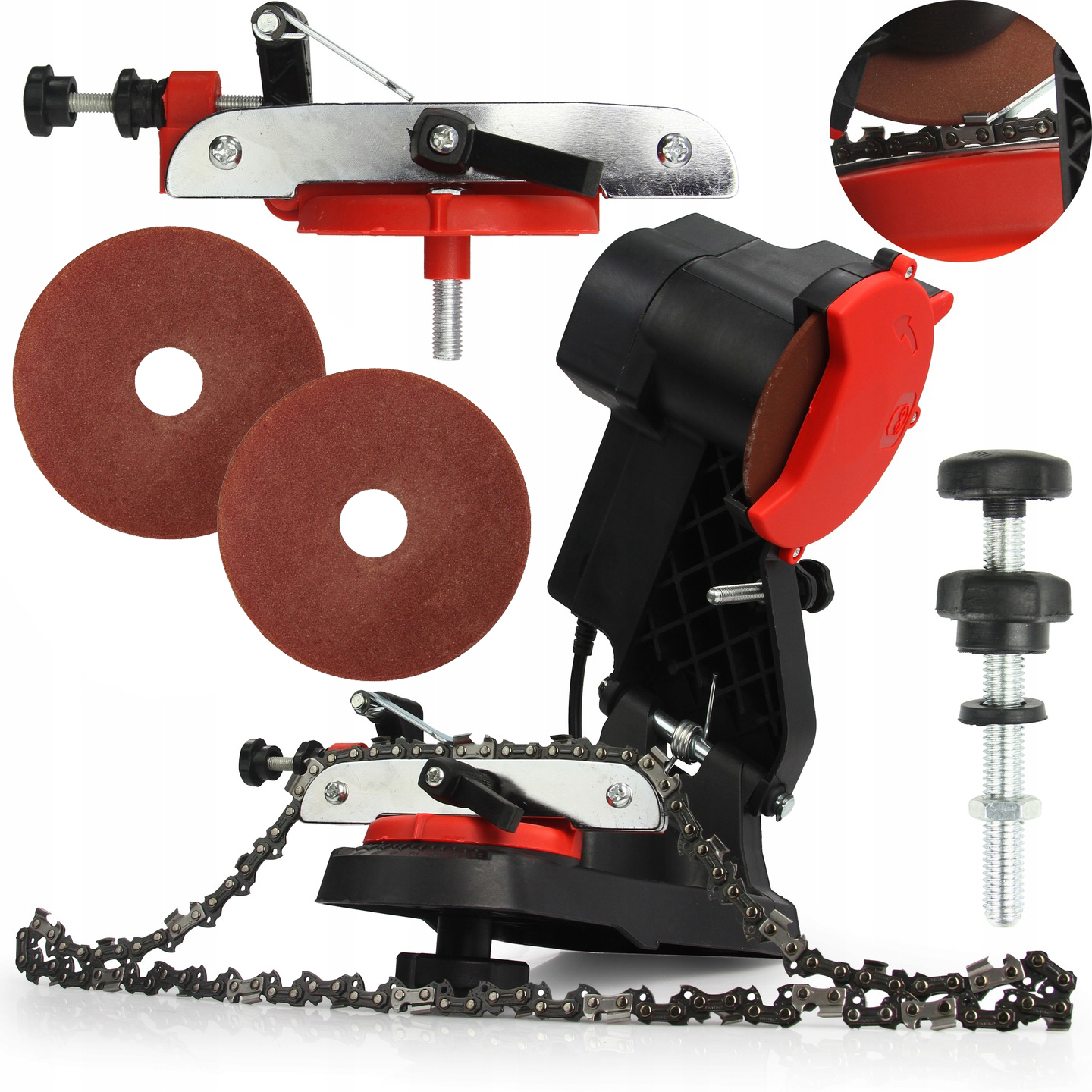 OSTRZAŁKA DO ŁAŃCUCHÓW PILAREK PIŁ ELEKTRYCZNA DO OSTRZENIA 2X TARCZA