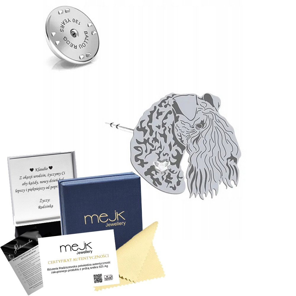 Odznak s psem Kerry Blue Terrier 925 Šperky Dedikace Bonus