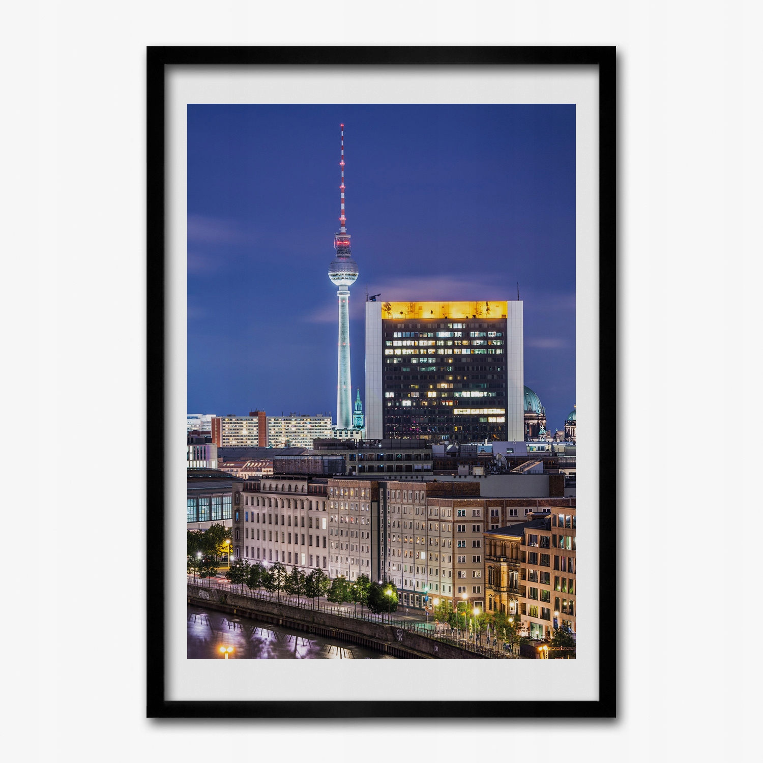 Obraz v rámu na zeď Město řeka noc 70x100 cm