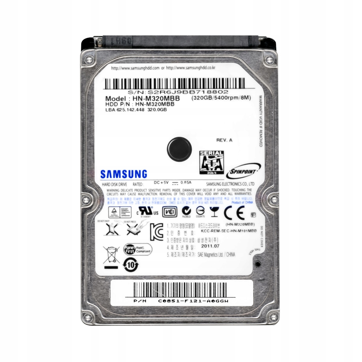 Samsung 320GB 5.4K 8MB Sata II 2.5'' HN-M320MBB