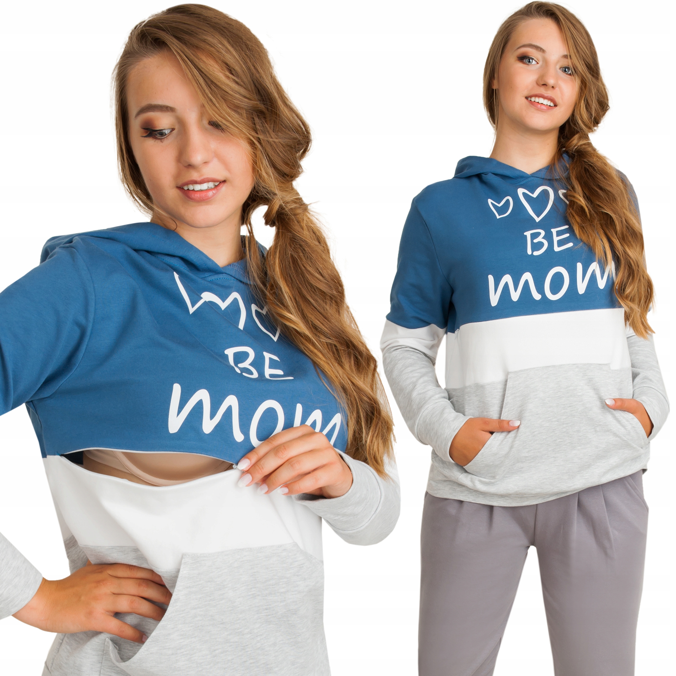 

Bluza do karmienia z kapturem Be Mom L/XL jeans
