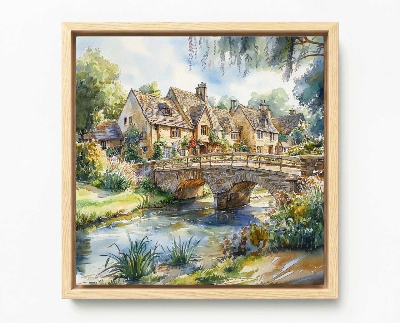 Obraz Rám Americký Box Městečko Anglie Cotswolds Vesnice Most Domy 50x50