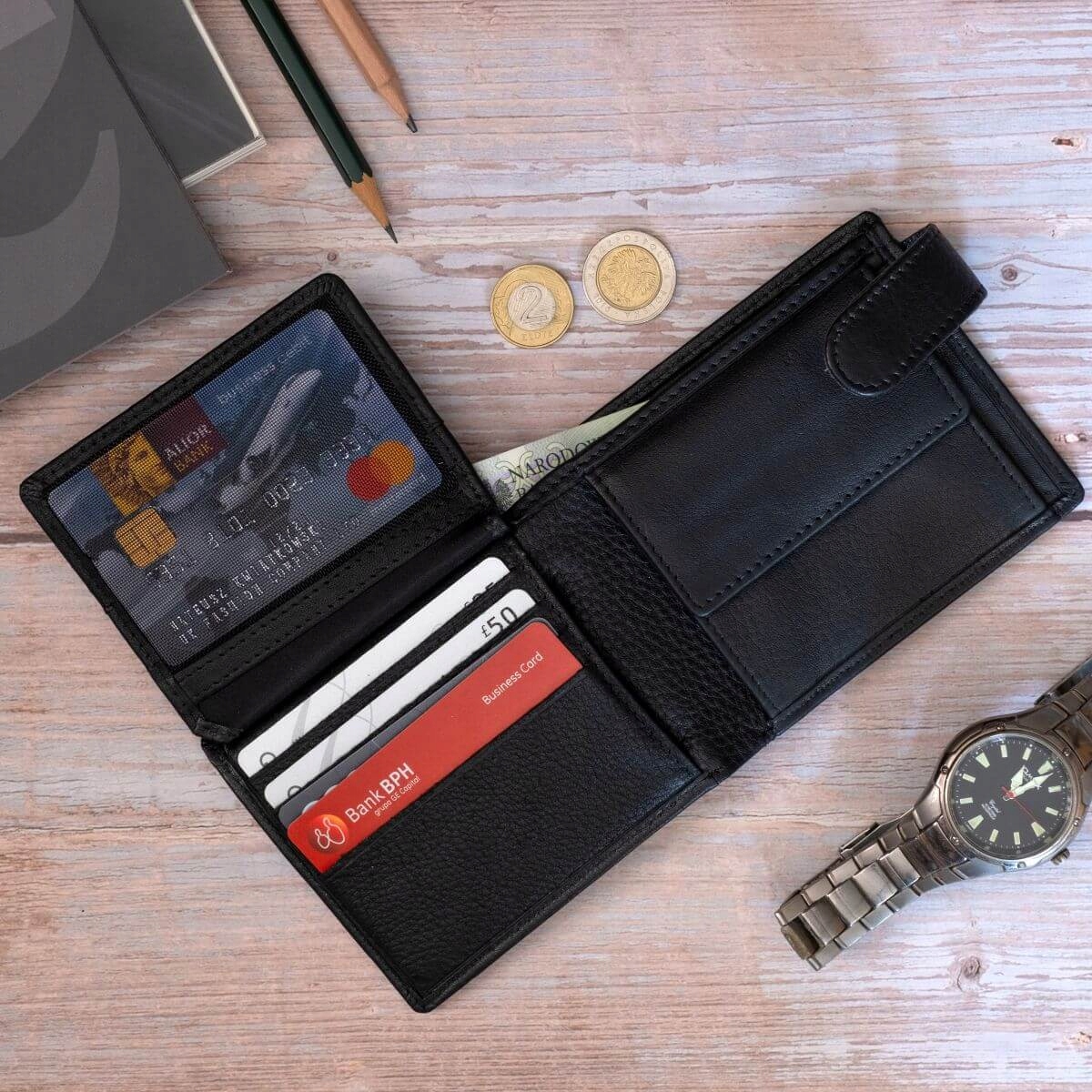 Pánská kožená peněženka Slim Wallet na karty černá Belveder SH-162