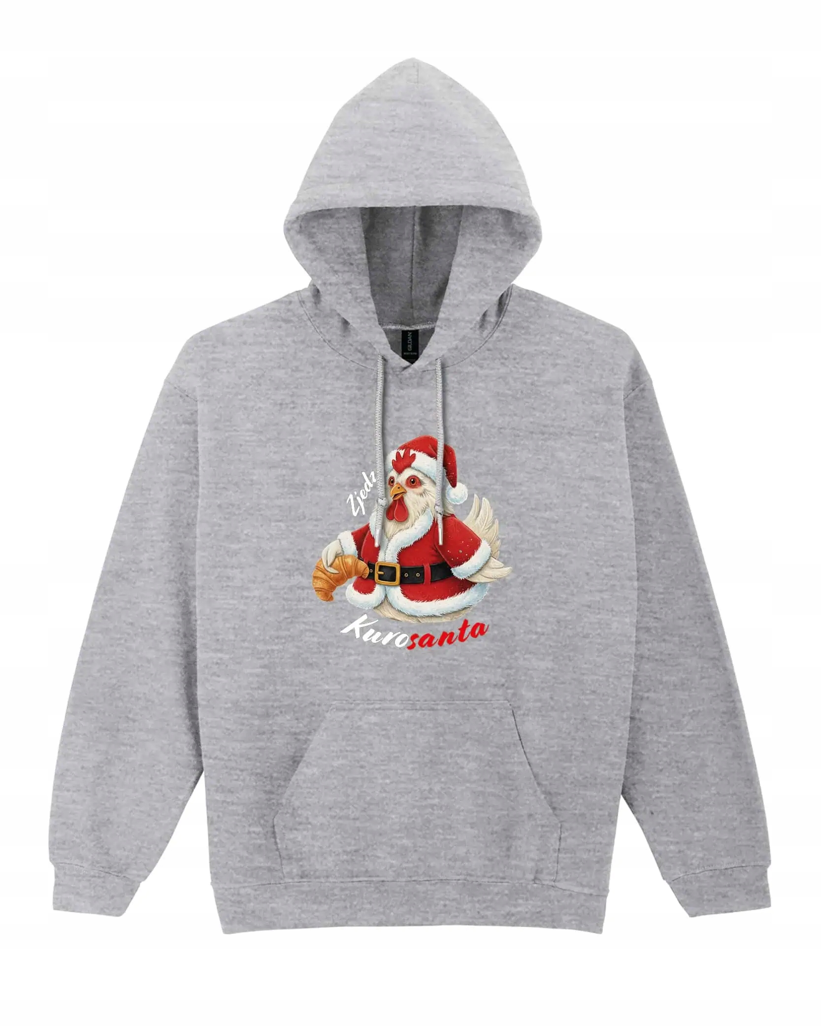 Mikina s kapucí Snězte KuroSanta Legrační Vánoce Šedá L