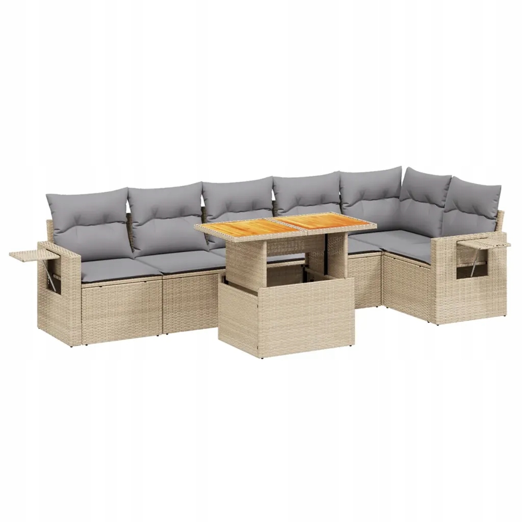 Set zahradního nábytku technorattan vidaXL béžový 7 el.