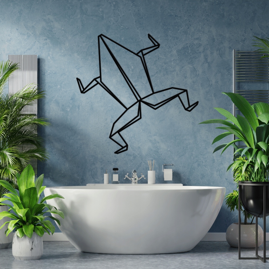 Žába dřevěná dekorace Origami 70 cm na zeď