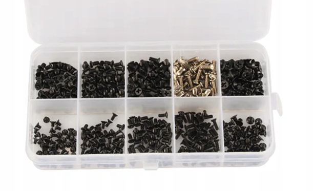 ŚRUBKI MONTAŻOWE DO LAPTOPA M2 M2,5 M3 500 szt. w pudełku Rodzaj śruby, wkręty