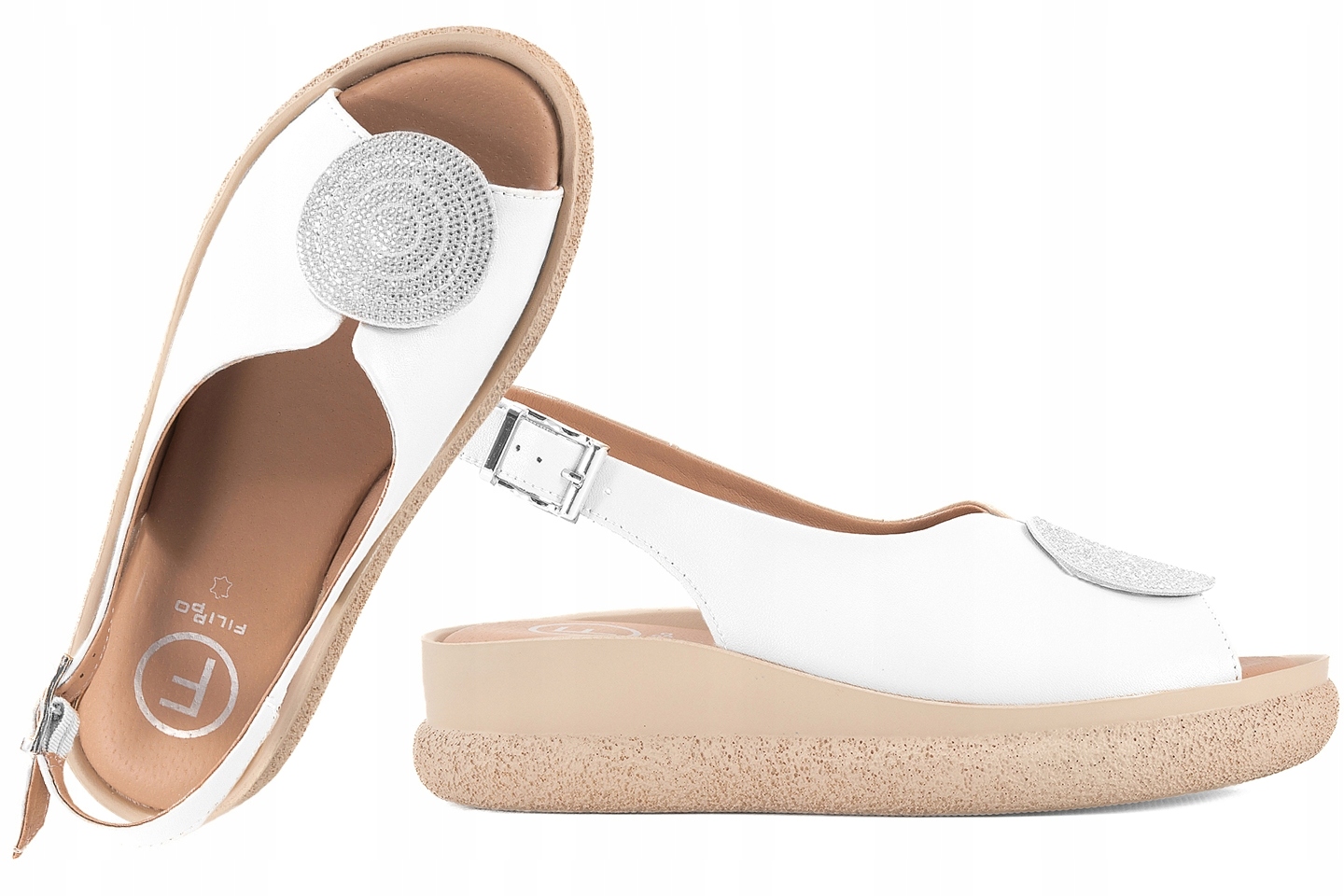 Filippo DS6984 Dámské Sandály Na Platformě Kožené, bílá, 39 Bílá