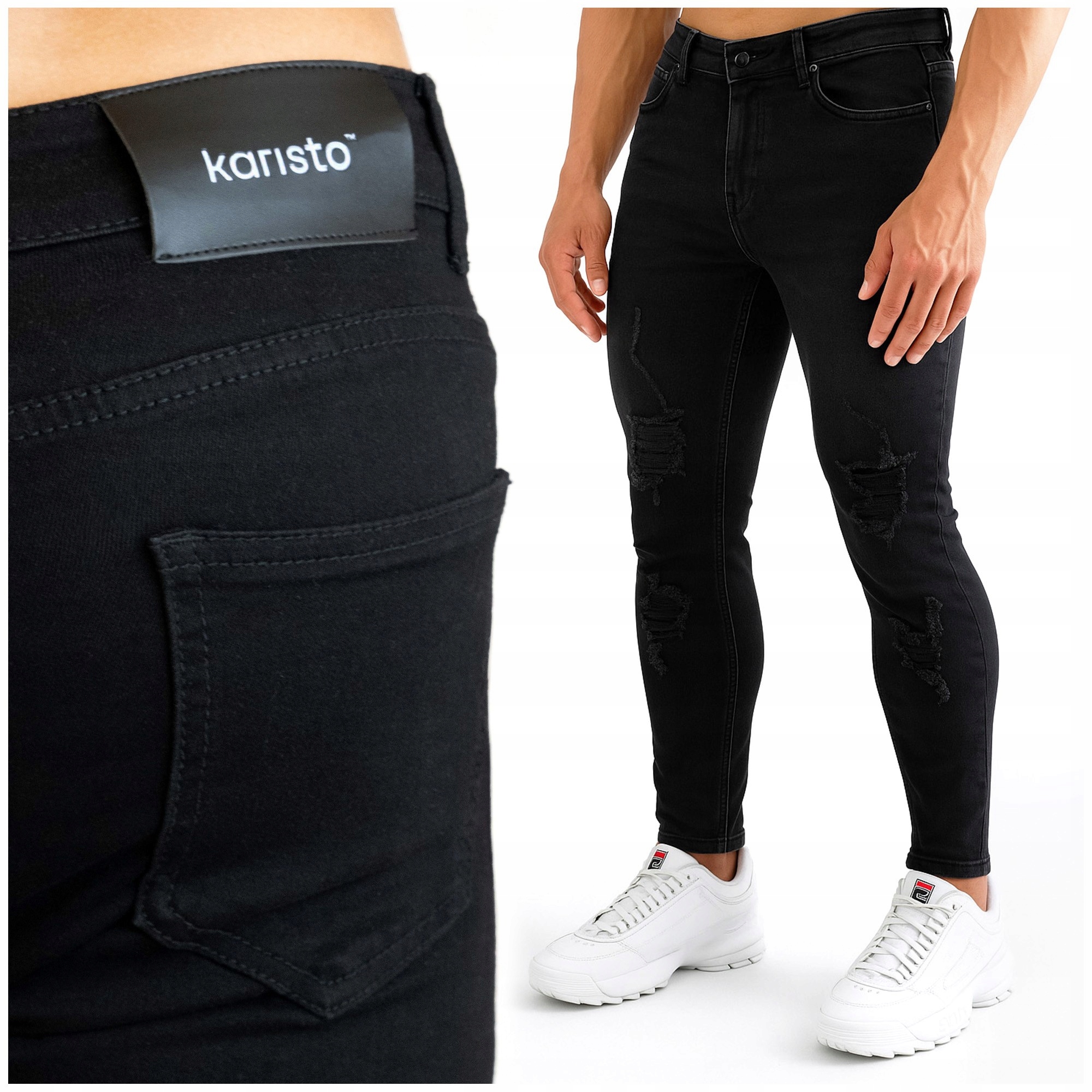 Džínové kalhoty Elegantní Elastické Pánské Karisto Černé Oděrky r 34