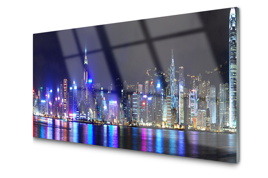 

Panel szklany dekor Miasto Domy 140x70 + Klej