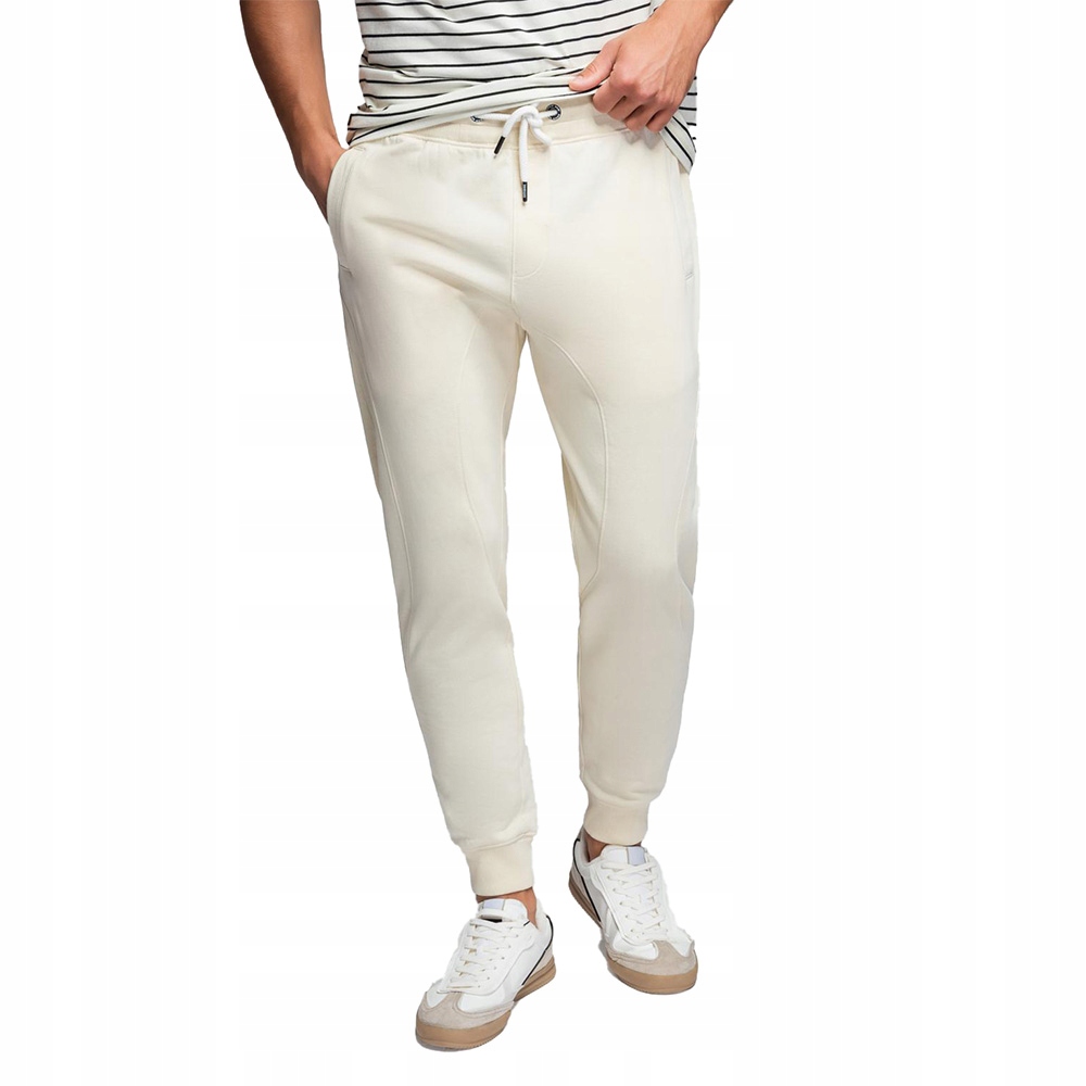 Pánské tepláky typu jogger krémové V11 OM-PABS-0173 XL