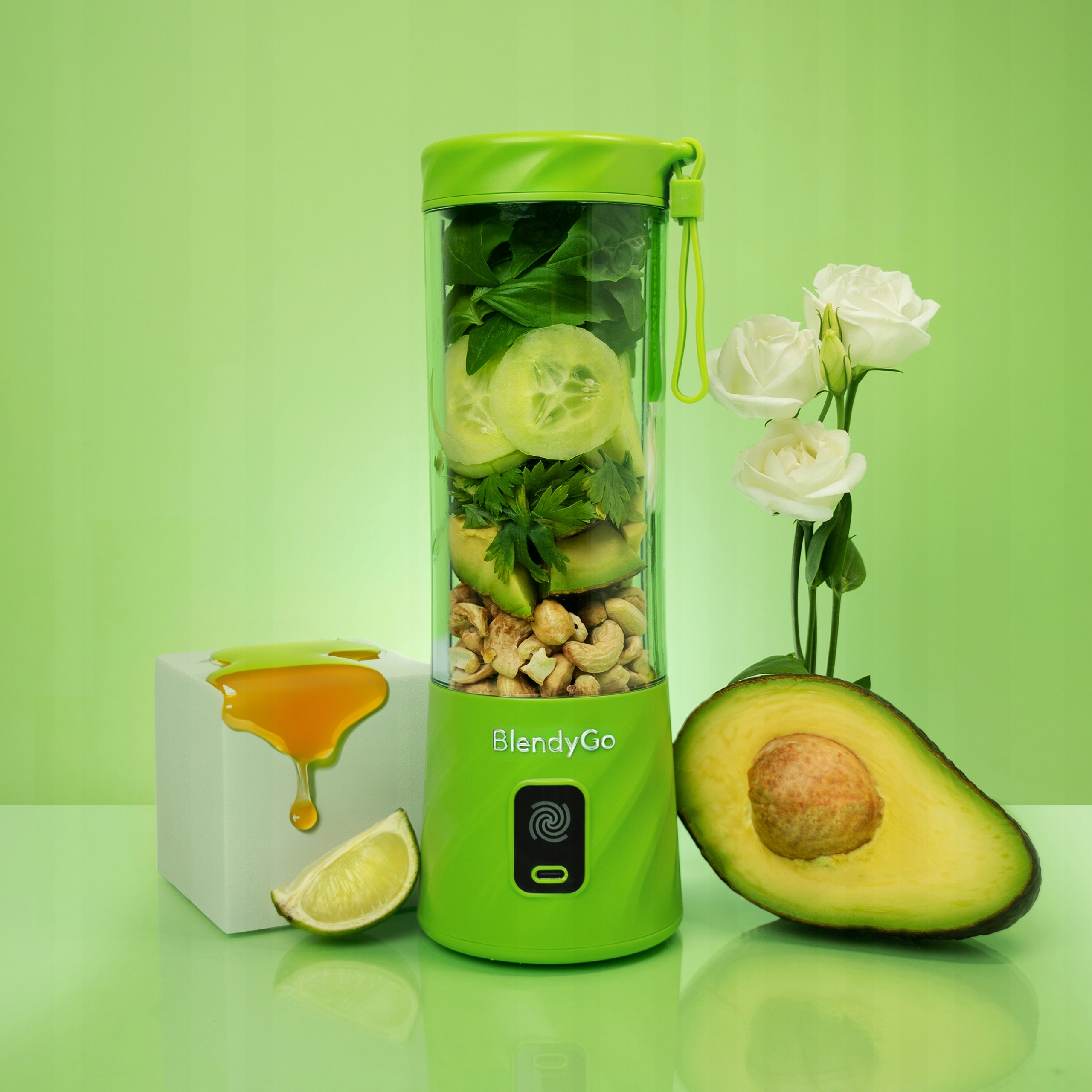 BLENDYGO 3 Blender Do Smoothie Przenośny USB 550ml BPA Free Zielony — miniatura 11