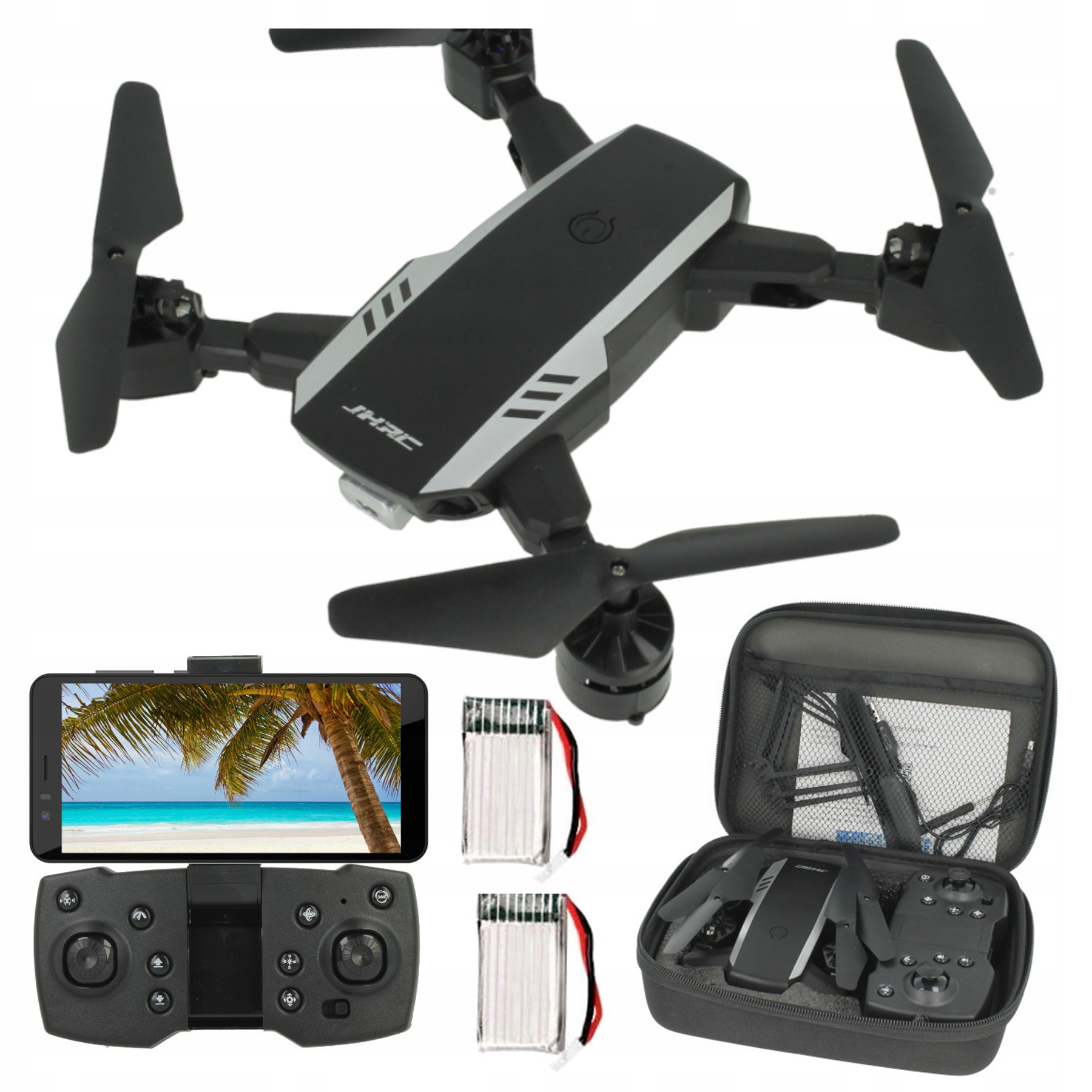 Dron s živou Wi-Fi kamerou Kompas Návrat 6-AXIS Skládací 30min 2x Aku 1800