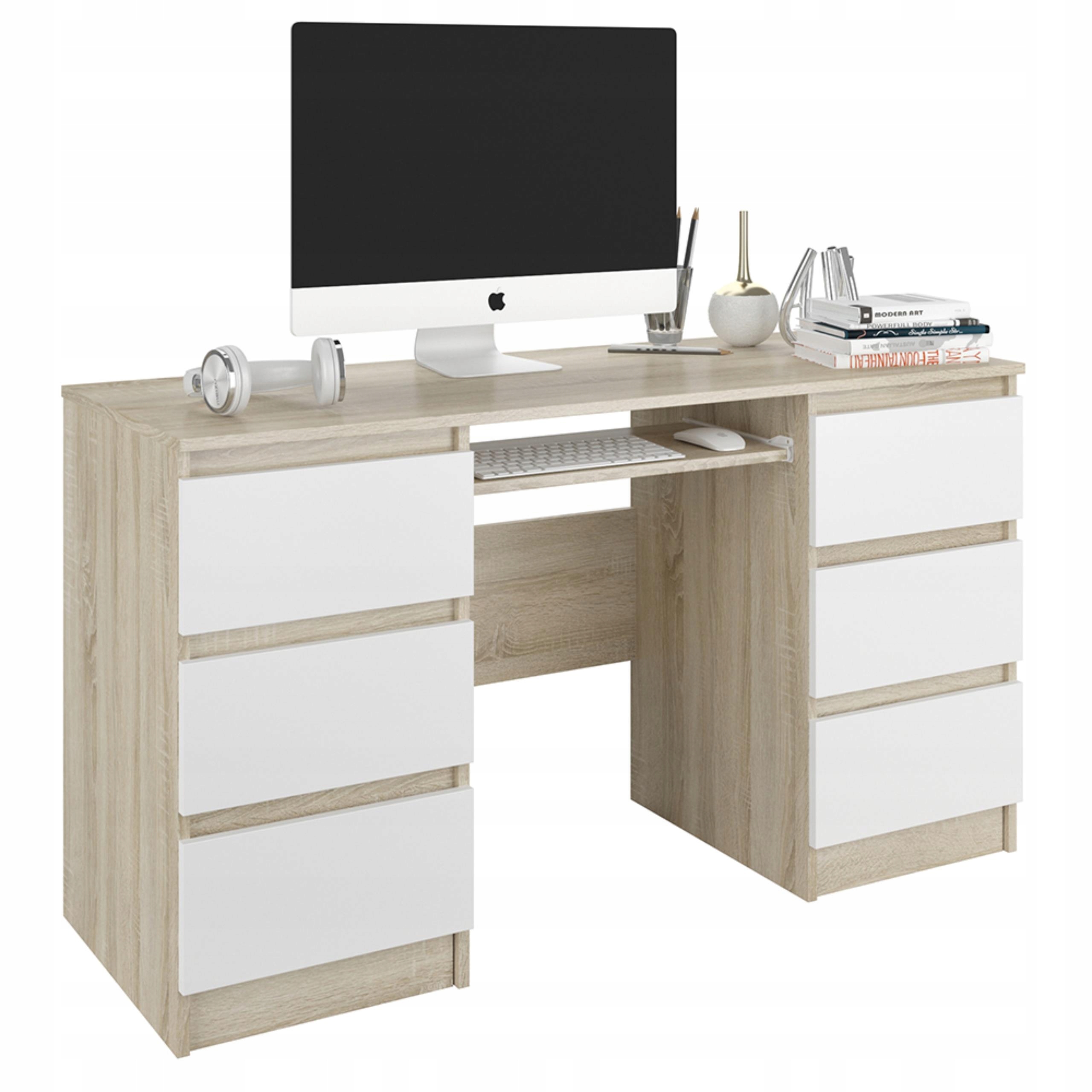 

Biurko 6 szuflad 140cm NN-32 MIX Sonoma Biały