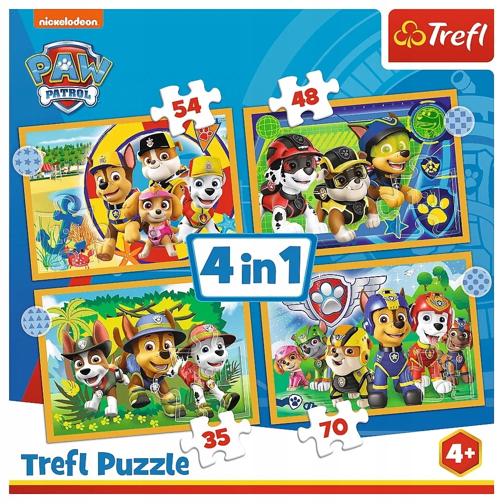 PUZZLE 4W1 WAKACYJNY PSI PATROL PAW PATROL TREFL Wiek dziecka 4 lata +