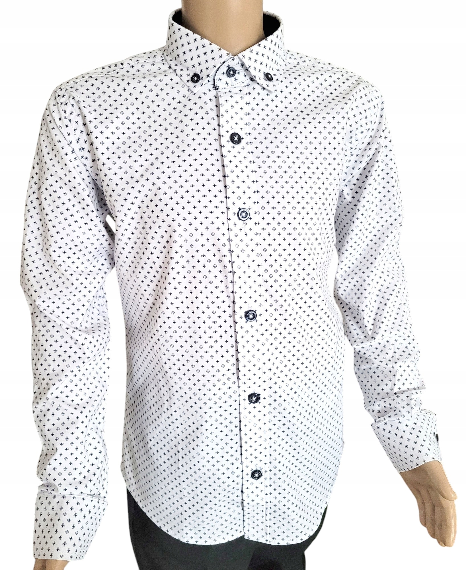 Koszula chłopięca bawełniana biała wzór Turcja długi rękaw 146 Rozmiar (new) 146