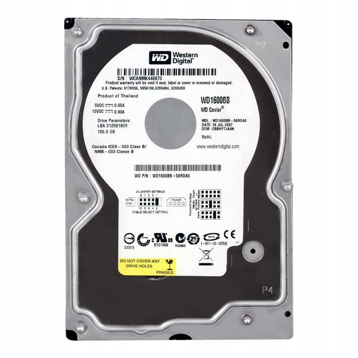Wd Caviar 160GB 7.2K 2MB Ata 3.5'' WD1600BB