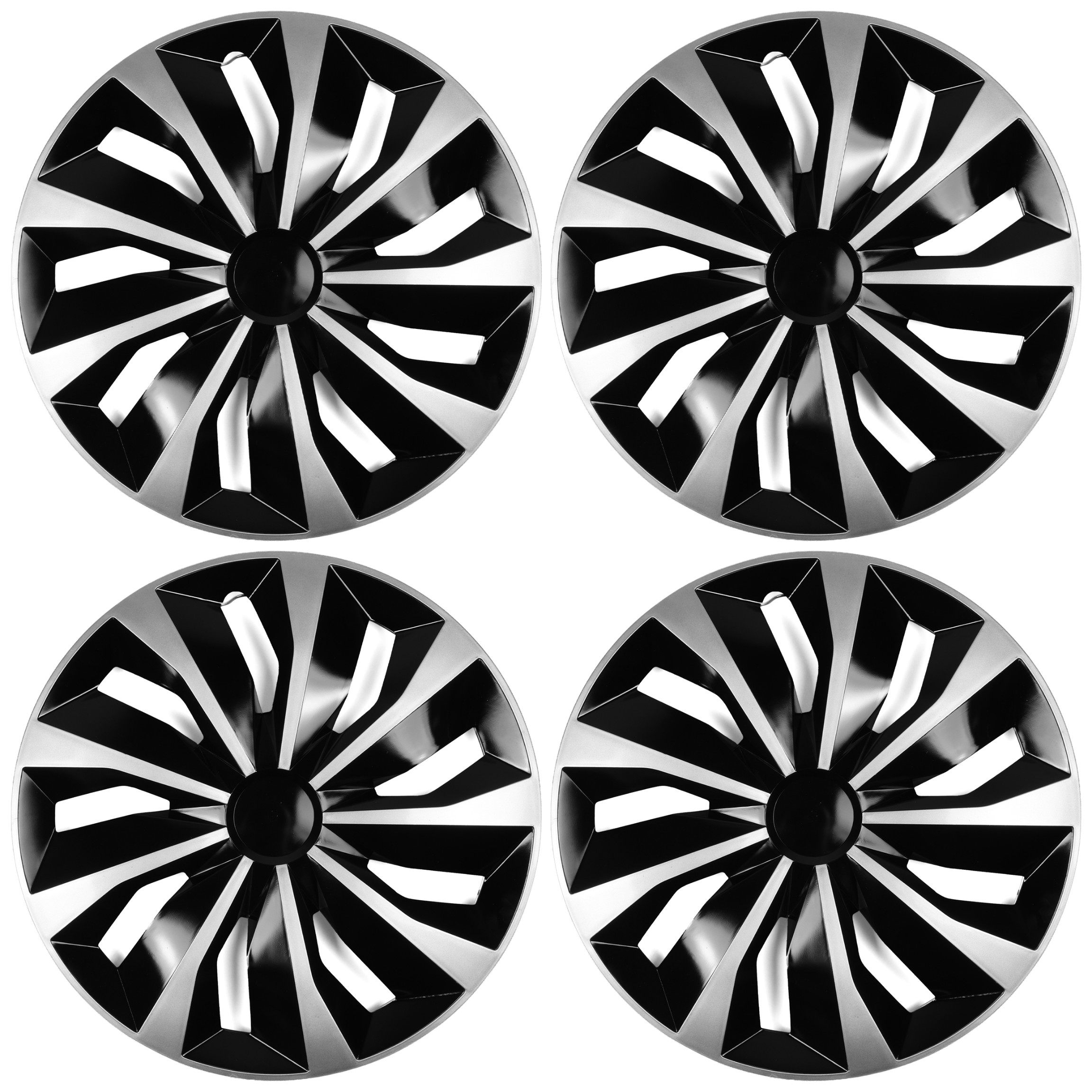 Poklice do auta Univerzální Sada 4 kusů 15" Černo-stříbrné