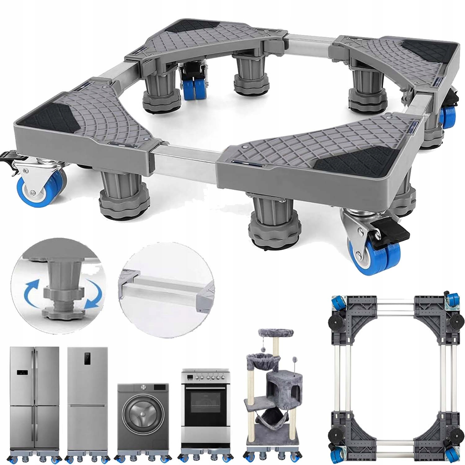 Mobilna Podstawka Z Kółkami Pod Lodówkę Stacjonarny Regulowany Teleskopowy