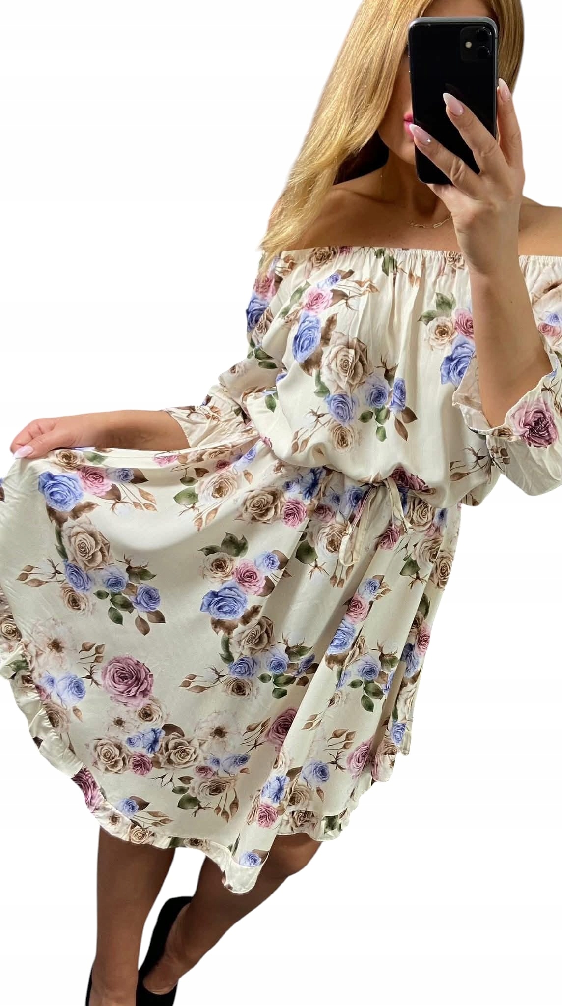 V0018 Elegantní Šaty S Vázáním Květin K3 vel. 46 (3XL)