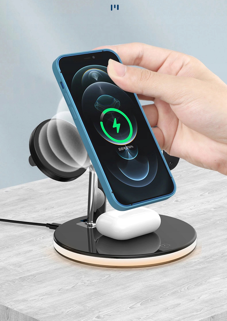 Stacja dokująca QI DO APPLE iPHONE AIRPODS Lampka Kolor biały