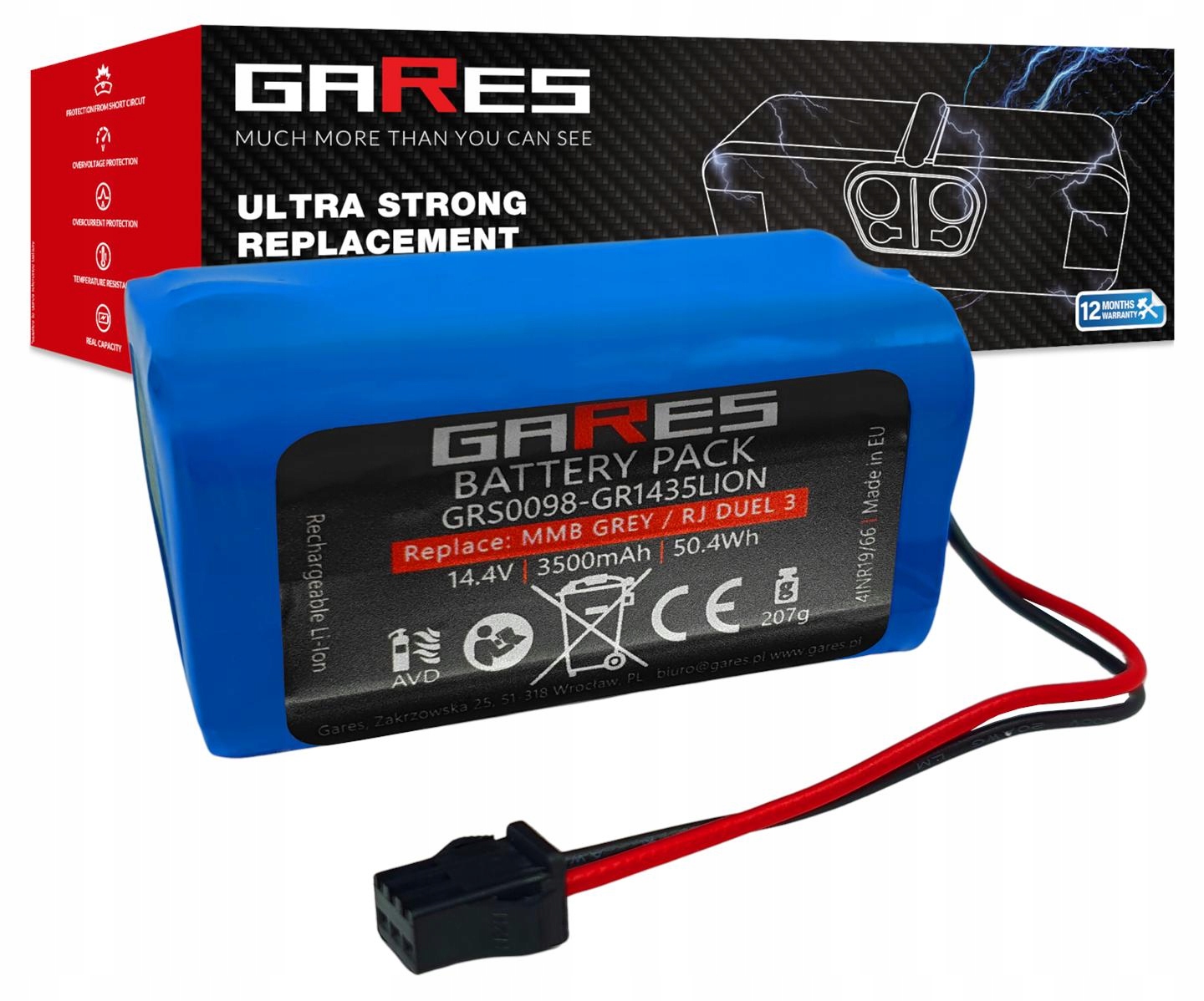 Akumulátor Gares pro Ultenic D5S Pro D6S 14,4V 3,5Ah