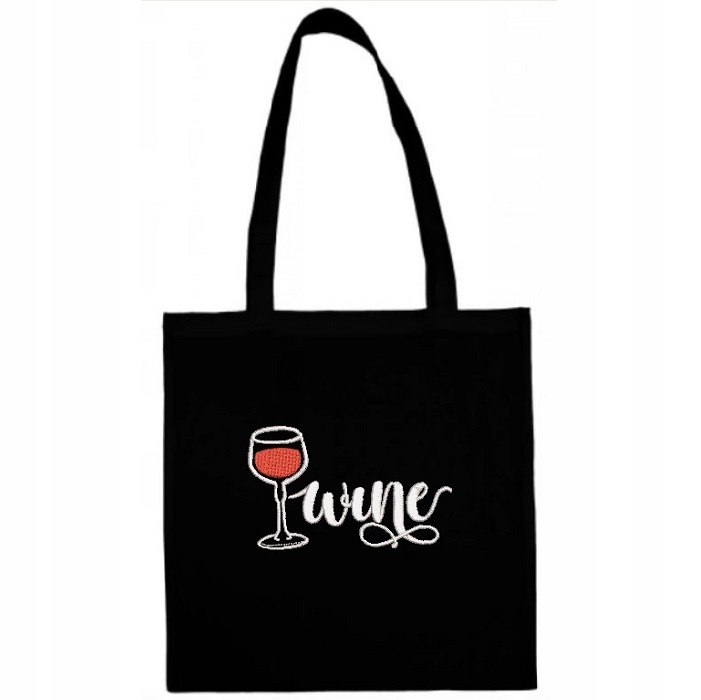 

Torebka czarna Eko Wino Wine Time Kieliszek Napój