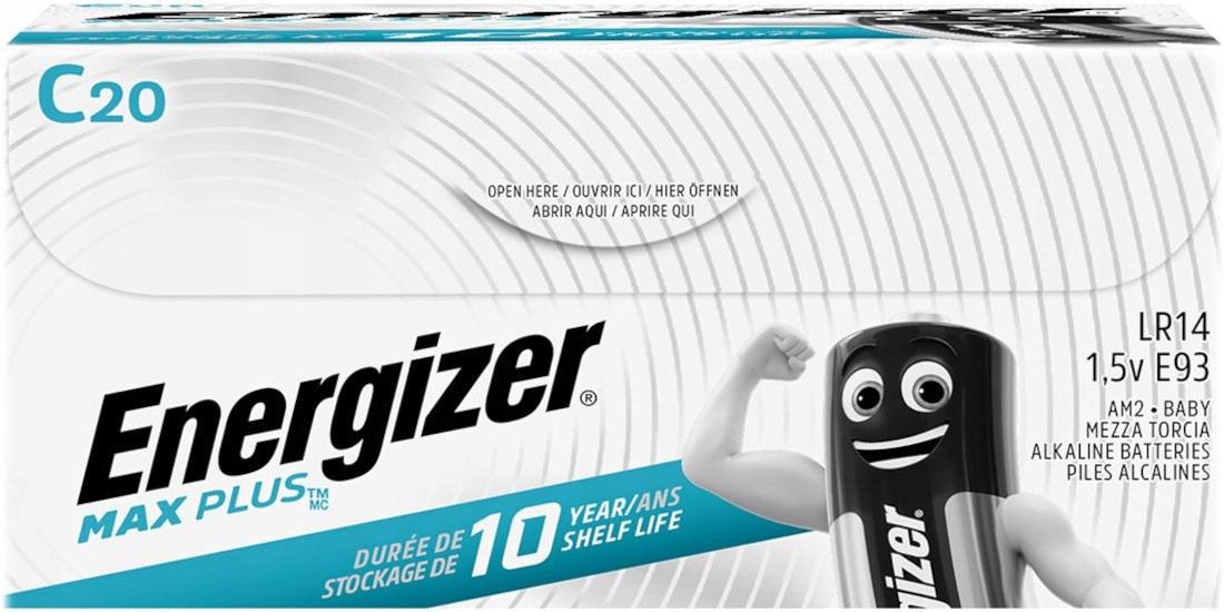 

20x Bateria Energizer Max Plus LR14 C 1,5V