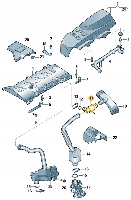 ODPOWIETRZNIK ZAWÓR ODMA VW PASSAT B5FL 2.0 ALT Producent części Volkswagen OE