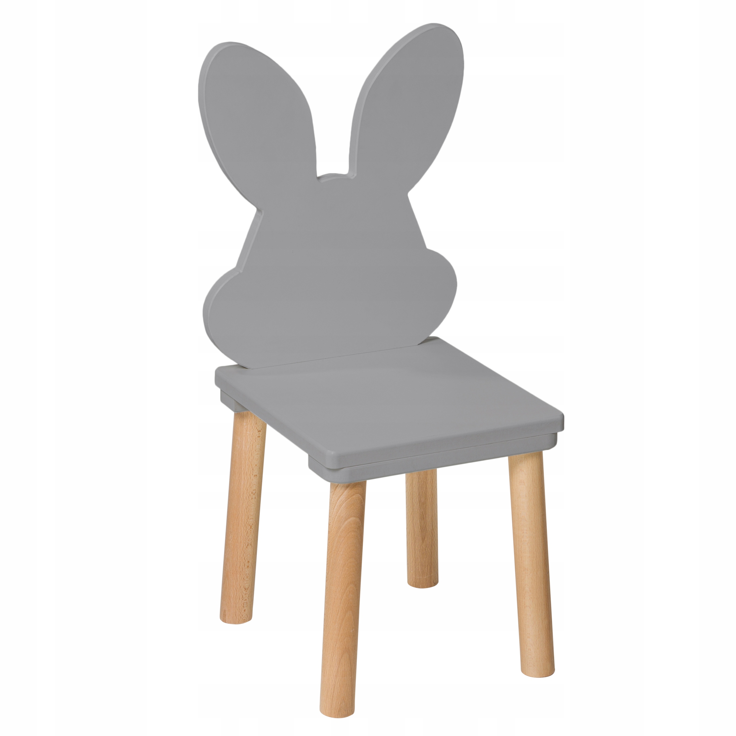 Krzesełko dla dzieci Królik drewniane, szare 60 cm pucek