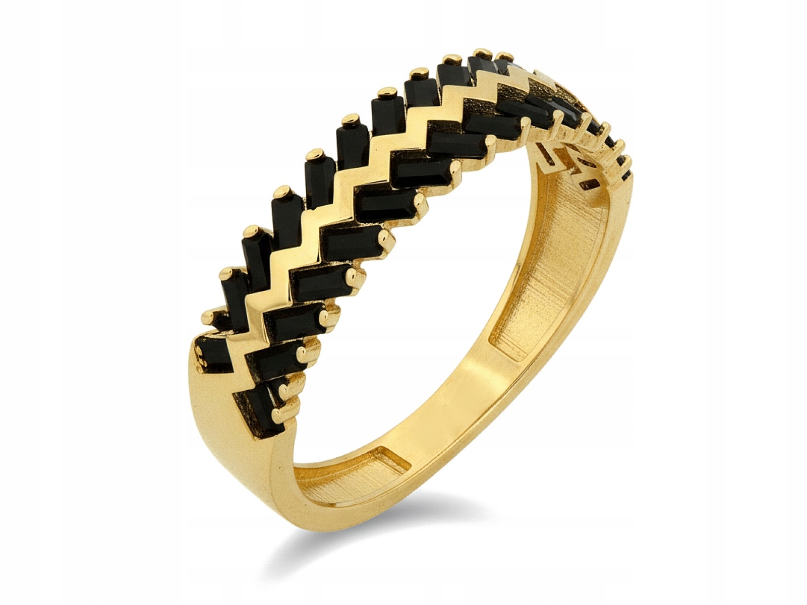 Zlatý prstýnek 585 s Černými zirkony r15 Prsten 2,44 g
