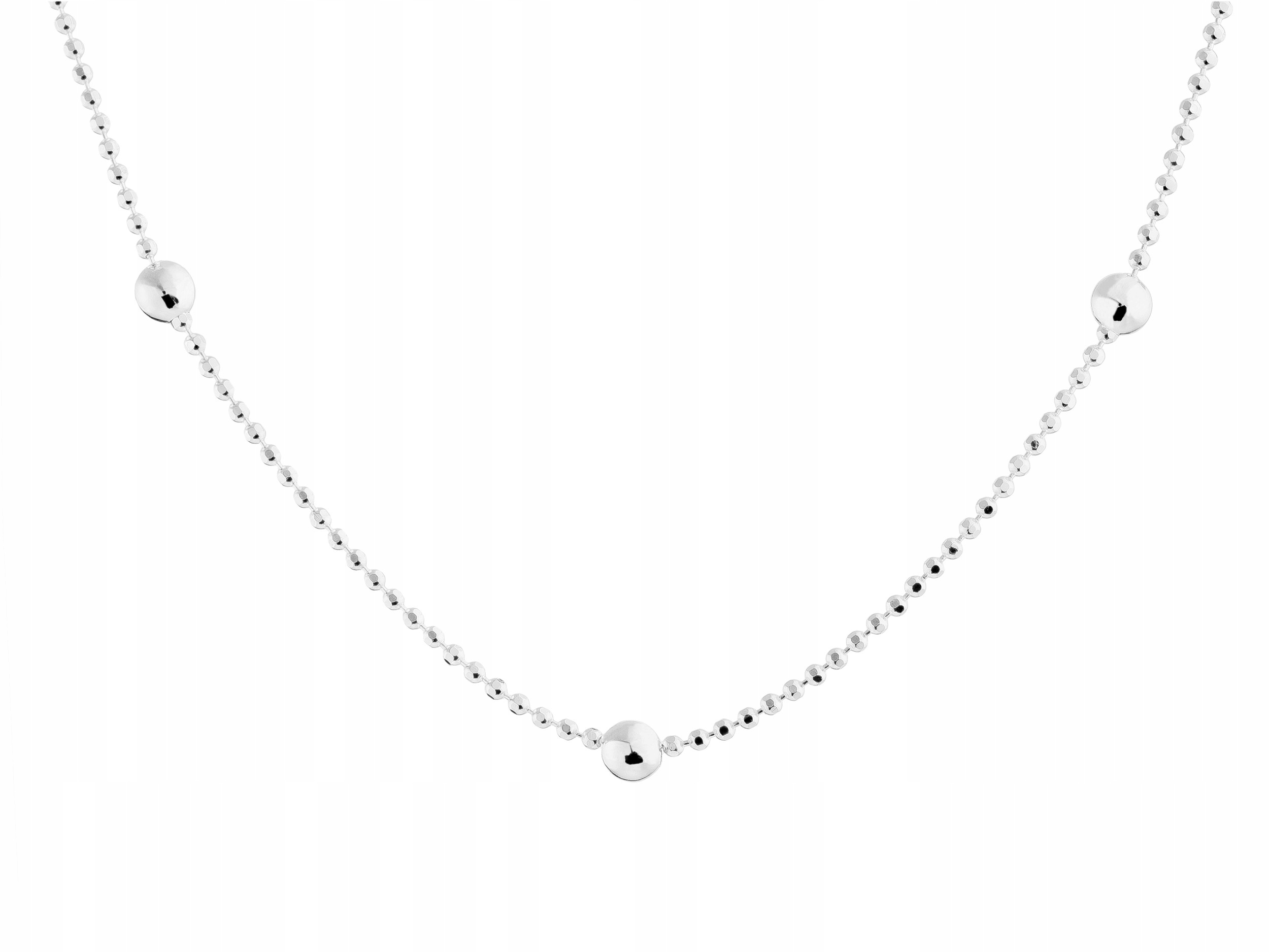 Stříbrný Řetízek kuličkový řetízek 1 mm s kuličkami 3 mm Ozdobný řetěz 42