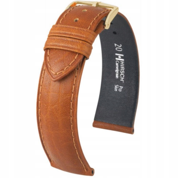 Světle hnědý kožený opasek 15 mm Hirsch Camelgrain 01009110-1-15 (M)