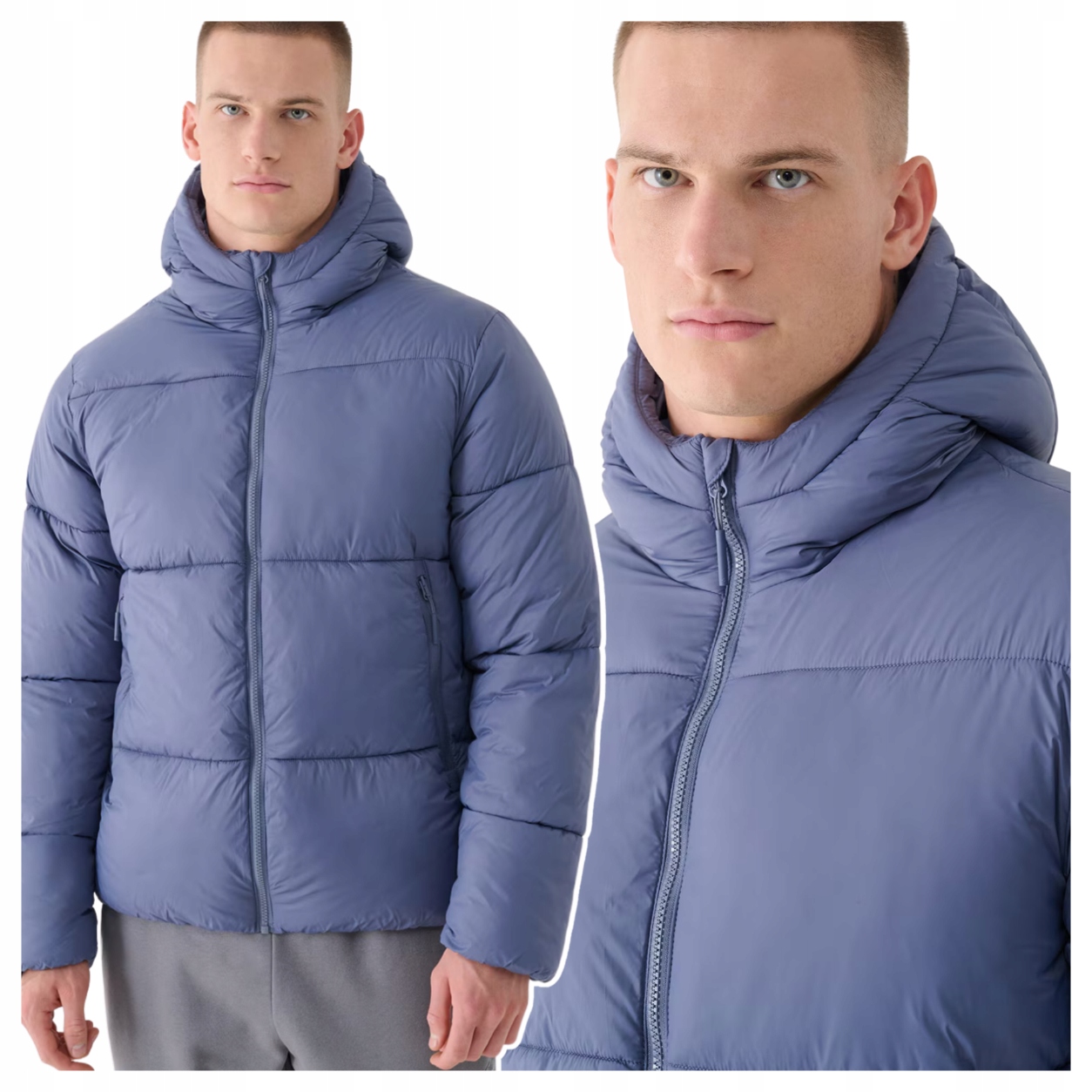 Pánská 4F Péřová Zimní Prošívaná Bunda S Kapucí Zateplená Hydrofobní